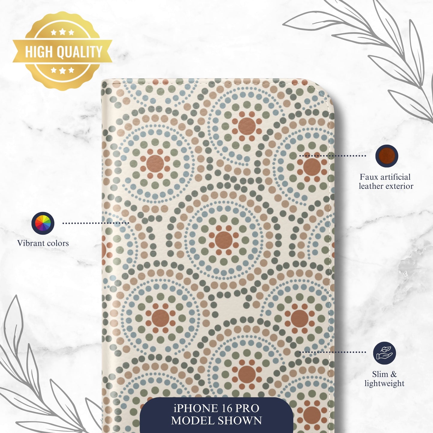 Mandala Rhythm - iPhone Flip Case Wallet, Leather Folio Case Phone Case-aesthetic phone case-shockproof phone case-cute phone case-designer phone case-elegant phone case-luxury phone case-phone accessories-fashion accessory