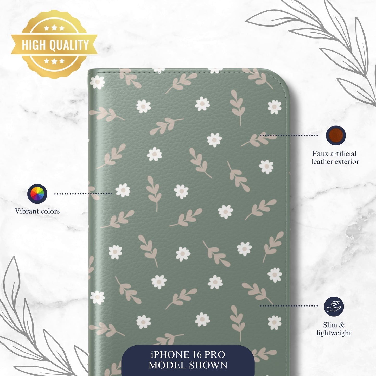 Sage - iPhone Flip Case Wallet, Leather Folio Case Phone Case-aesthetic phone case-shockproof phone case-cute phone case-designer phone case-elegant phone case-luxury phone case-phone accessories-fashion accessory