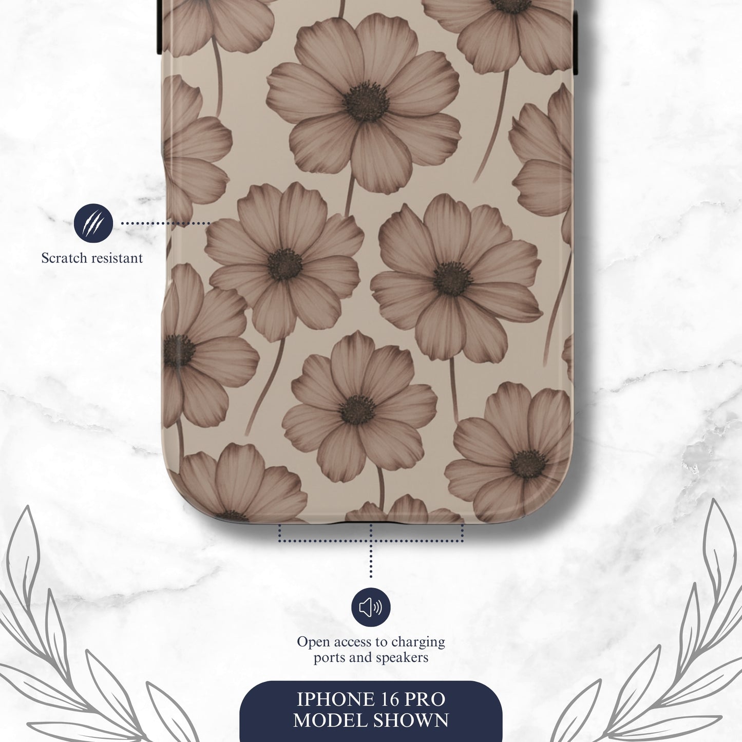 Sepia Bloom - iPhone Case Phone Case-aesthetic phone case-shockproof phone case-cute phone case-designer phone case-elegant phone case-luxury phone case-phone accessories-fashion accessory