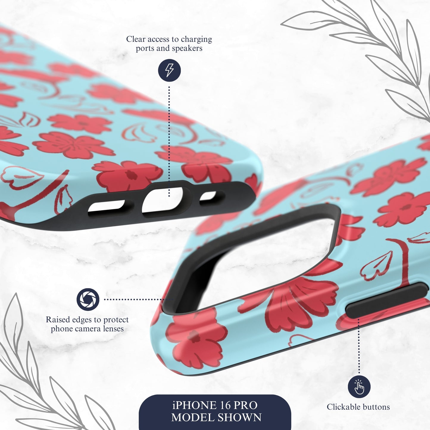 Floral Frenzy - Magsafe iPhone Case Phone Case-aesthetic phone case-shockproof phone case-cute phone case-designer phone case-elegant phone case-luxury phone case-phone accessories-fashion accessory