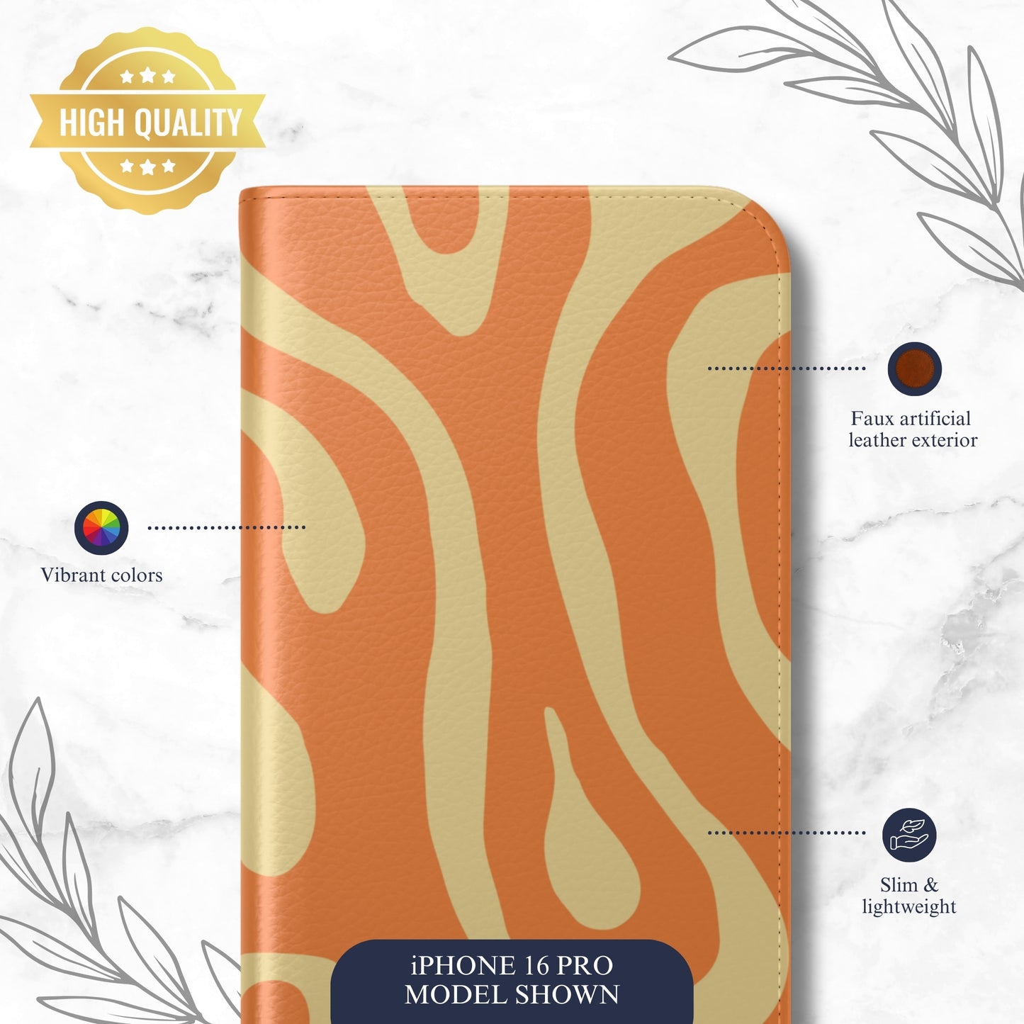 Marmalade Mellow - iPhone Flip Case Wallet, Leather Folio Case Phone Case-aesthetic phone case-shockproof phone case-cute phone case-designer phone case-elegant phone case-luxury phone case-phone accessories-fashion accessory