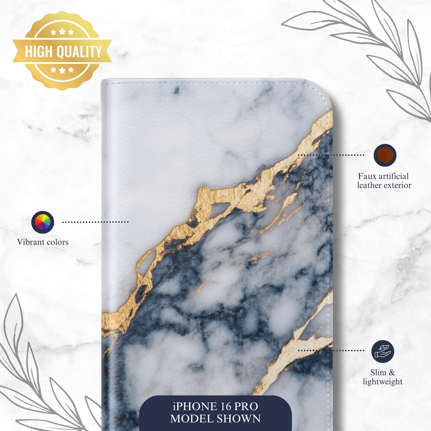 Azure Alloy - iPhone Flip Case Wallet, Leather Folio Case Phone Case-aesthetic phone case-shockproof phone case-cute phone case-designer phone case-elegant phone case-luxury phone case-phone accessories-fashion accessory