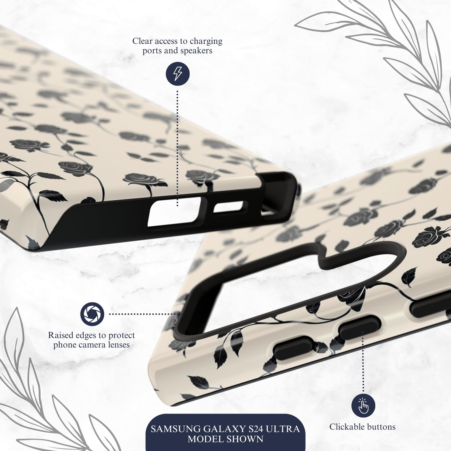 Ghost Rose - Samsung Galaxy Case Phone Case-aesthetic phone case-shockproof phone case-cute phone case-designer phone case-elegant phone case-luxury phone case-phone accessories-fashion accessory