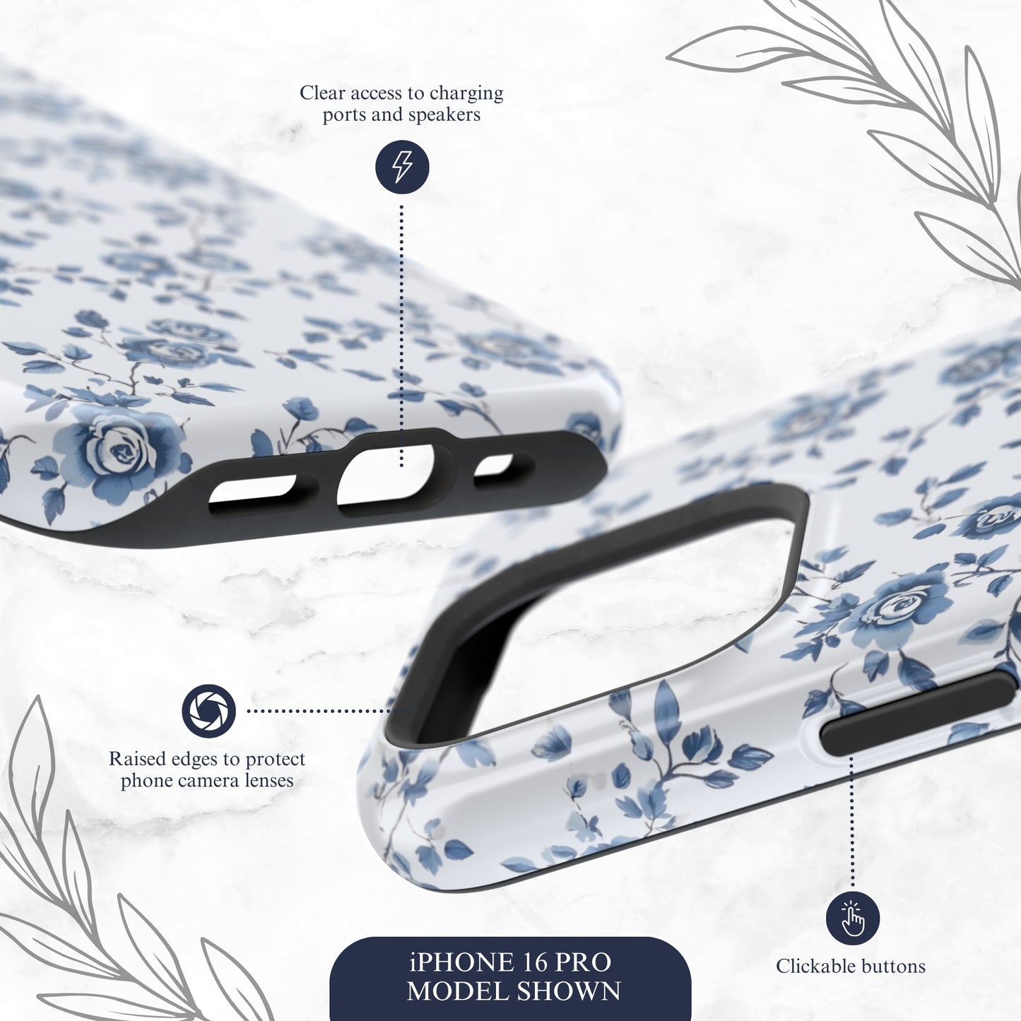 Porcelain Petals - Magsafe iPhone Case Phone Case-aesthetic phone case-shockproof phone case-cute phone case-designer phone case-elegant phone case-luxury phone case-phone accessories-fashion accessory