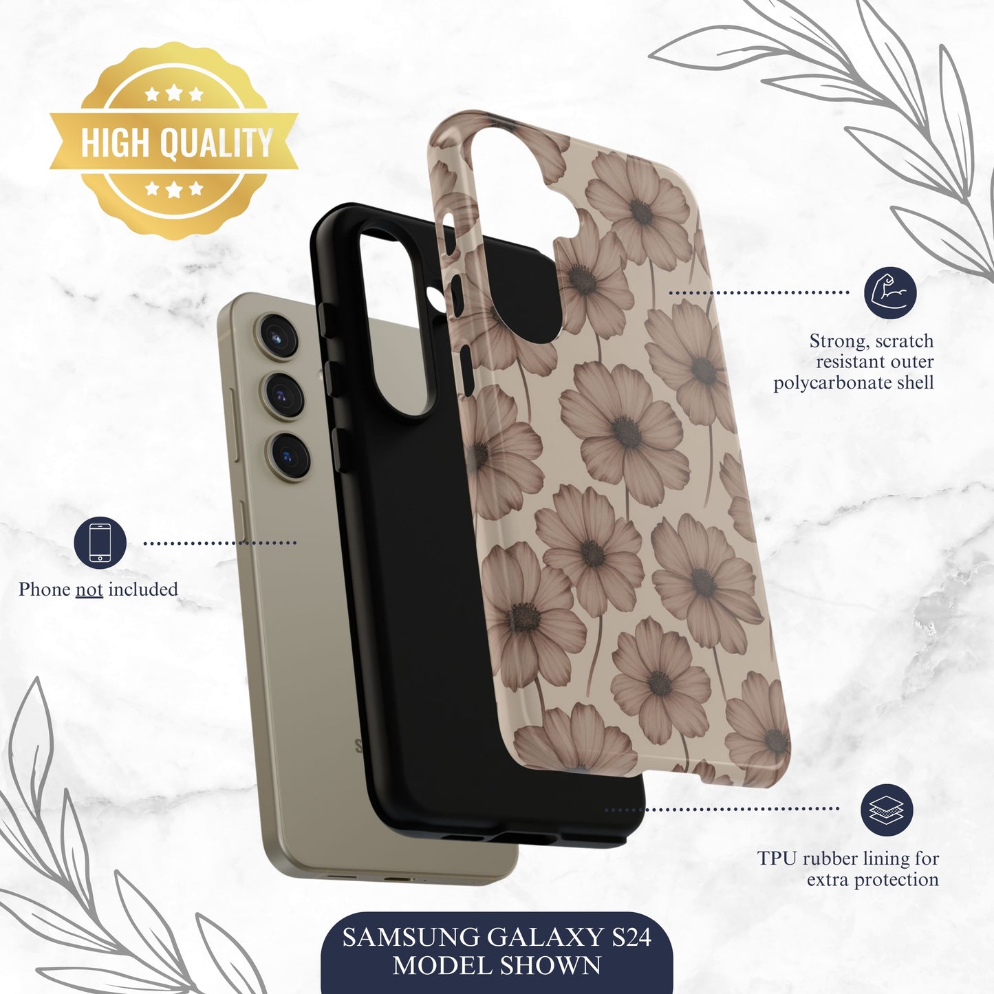 Sepia Bloom - Samsung Galaxy Case Phone Case-aesthetic phone case-shockproof phone case-cute phone case-designer phone case-elegant phone case-luxury phone case-phone accessories-fashion accessory