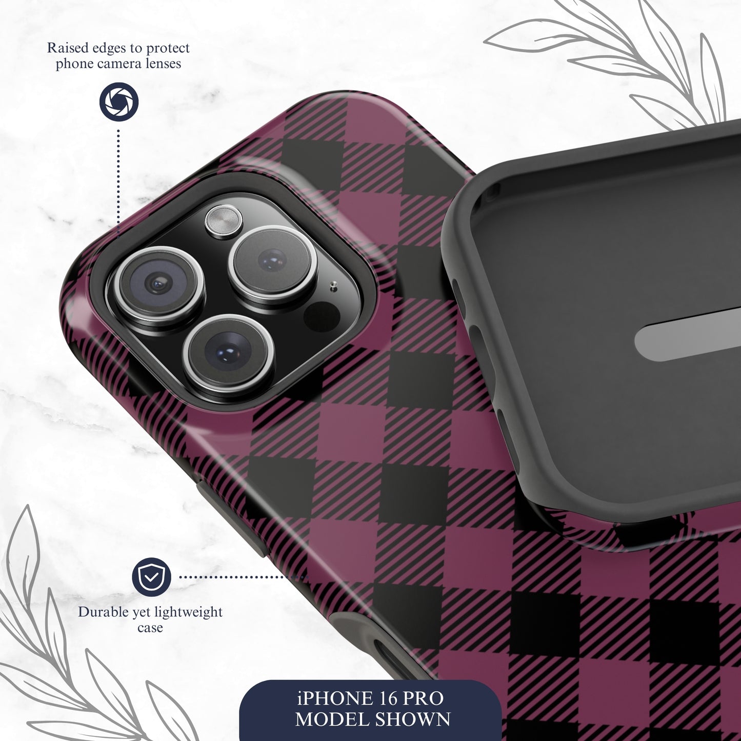 Plum Plaid - Magsafe iPhone Case Phone Case-aesthetic phone case-shockproof phone case-cute phone case-designer phone case-elegant phone case-luxury phone case-phone accessories-fashion accessory