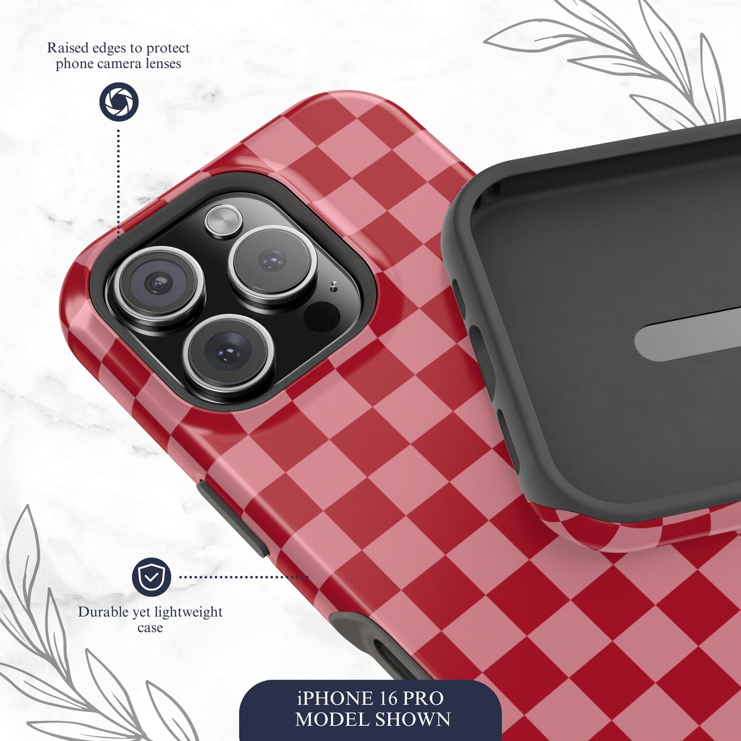 Crimson Check - Magsafe iPhone Case Phone Case-aesthetic phone case-shockproof phone case-cute phone case-designer phone case-elegant phone case-luxury phone case-phone accessories-fashion accessory