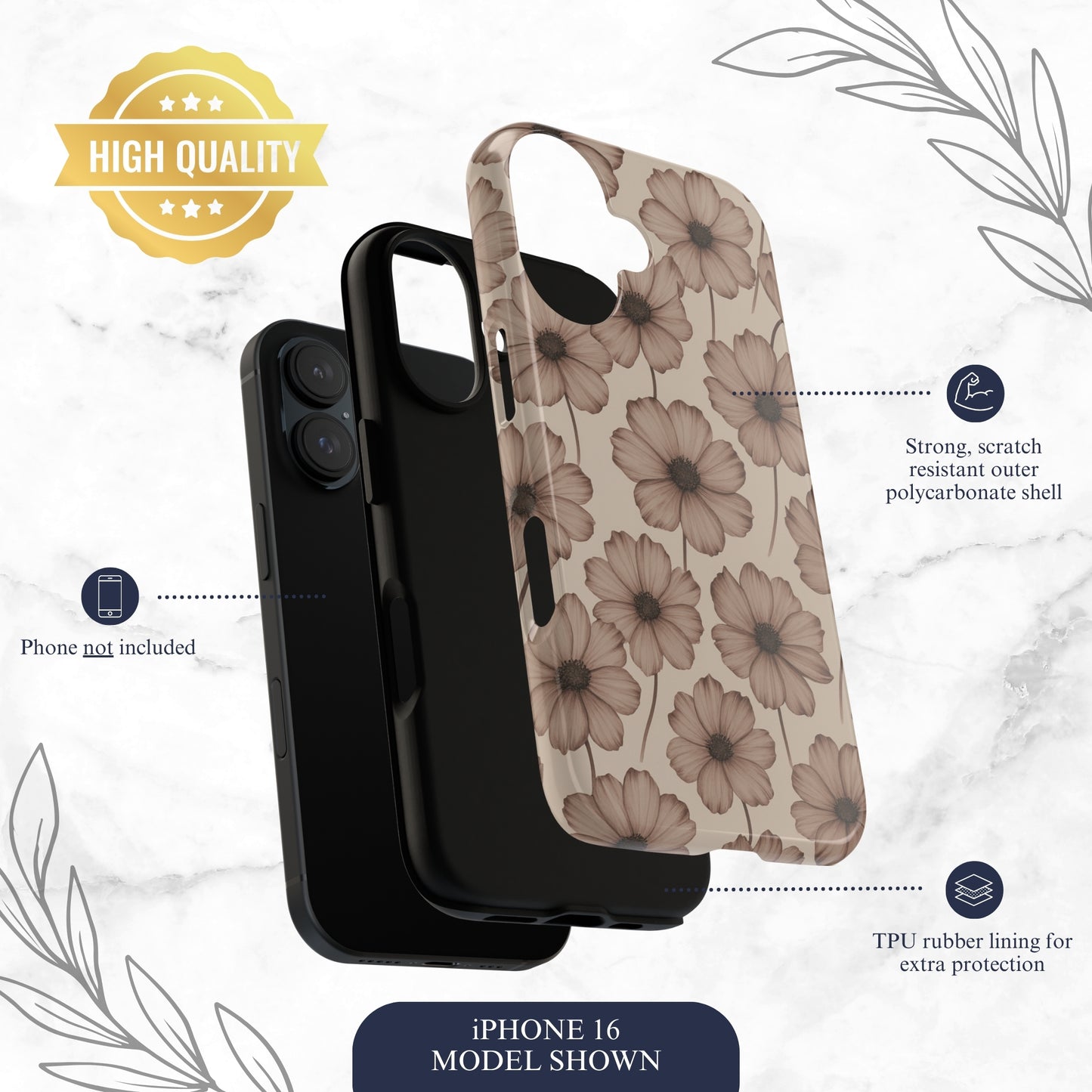 Sepia Bloom - iPhone Case Phone Case-aesthetic phone case-shockproof phone case-cute phone case-designer phone case-elegant phone case-luxury phone case-phone accessories-fashion accessory