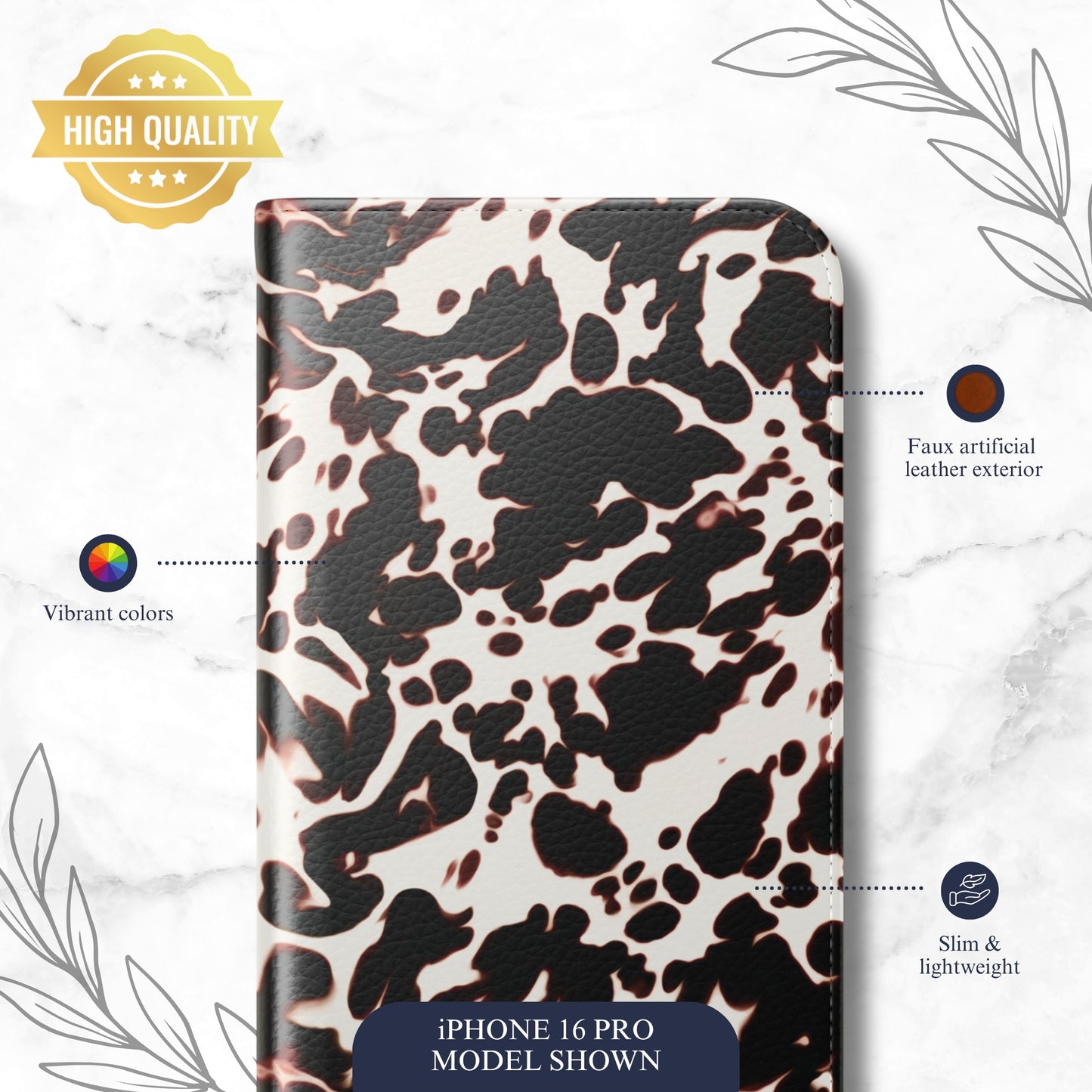 Dark Cocoa - iPhone Flip Case Wallet, Leather Folio Case Phone Case-aesthetic phone case-shockproof phone case-cute phone case-designer phone case-elegant phone case-luxury phone case-phone accessories-fashion accessory