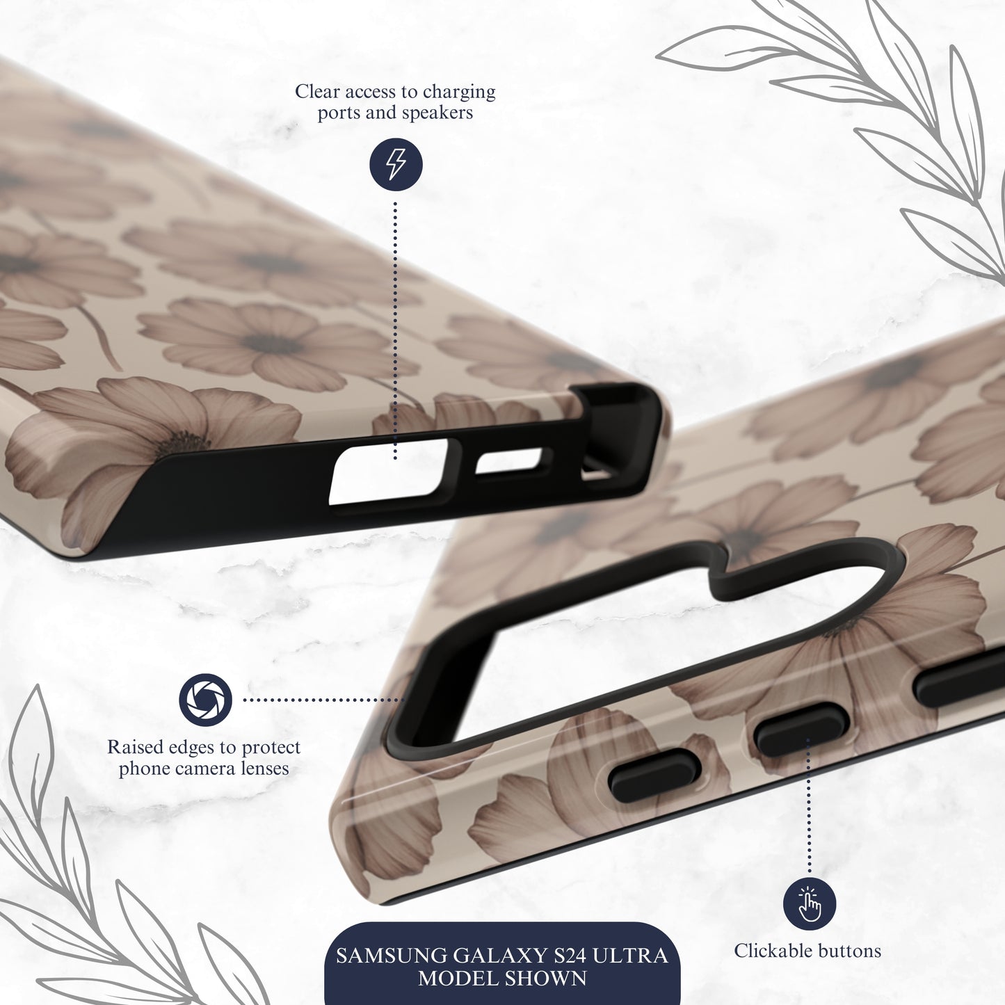 Sepia Bloom - Samsung Galaxy Case Phone Case-aesthetic phone case-shockproof phone case-cute phone case-designer phone case-elegant phone case-luxury phone case-phone accessories-fashion accessory