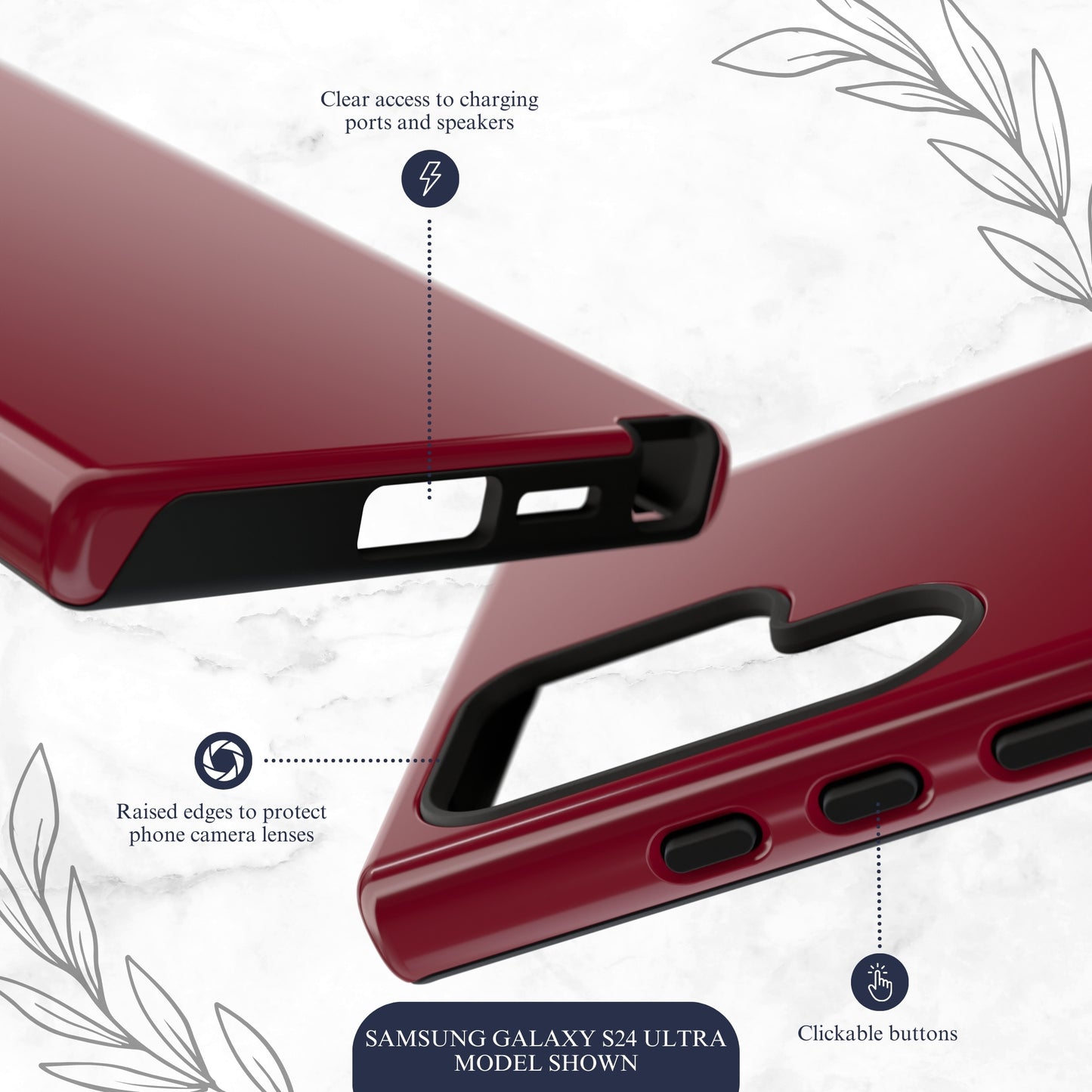 Burgundy - Samsung Galaxy Case Phone Case-aesthetic phone case-shockproof phone case-cute phone case-designer phone case-elegant phone case-luxury phone case-phone accessories-fashion accessory
