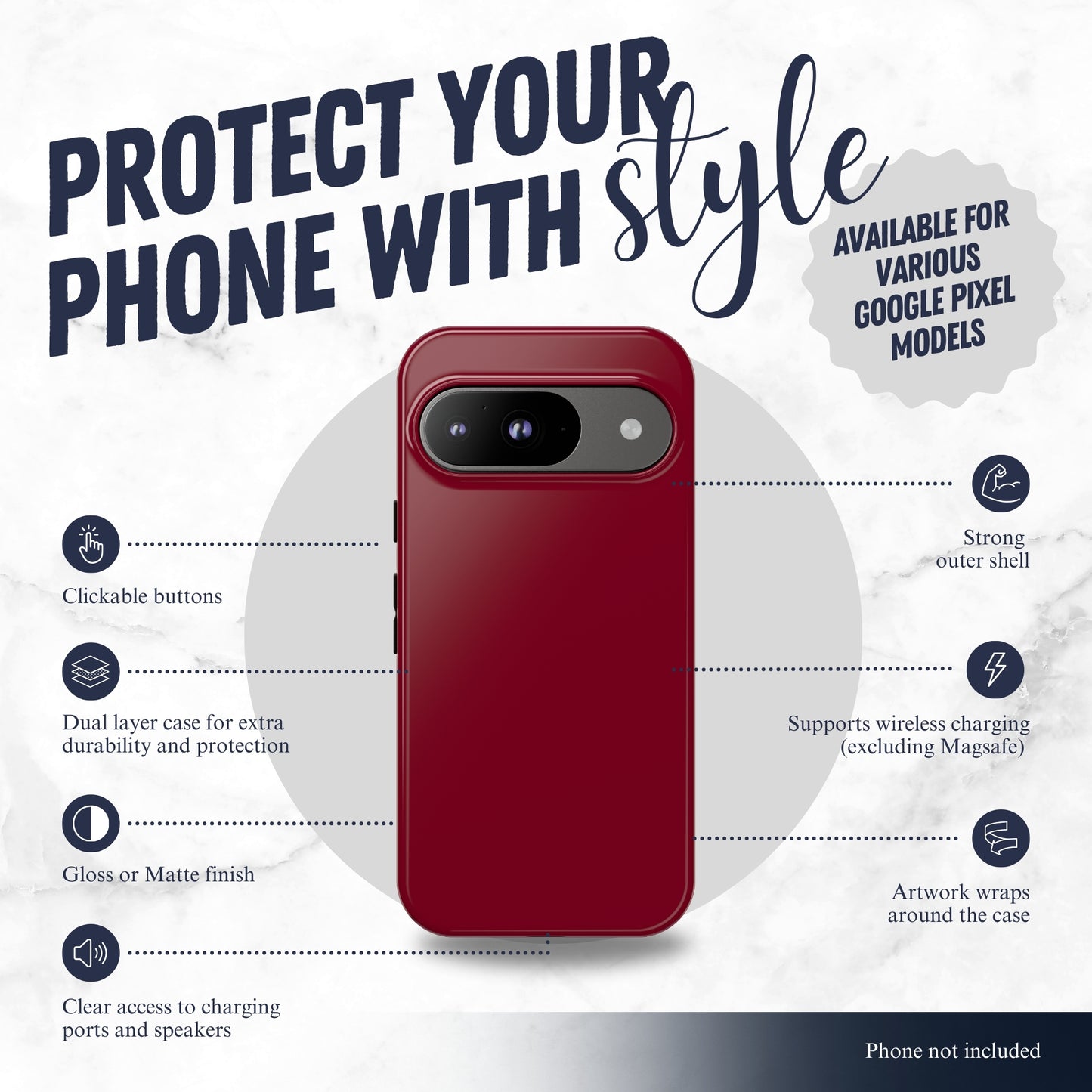 Burgundy - Google Pixel Case Phone Case-aesthetic phone case-shockproof phone case-cute phone case-designer phone case-elegant phone case-luxury phone case-phone accessories-fashion accessory