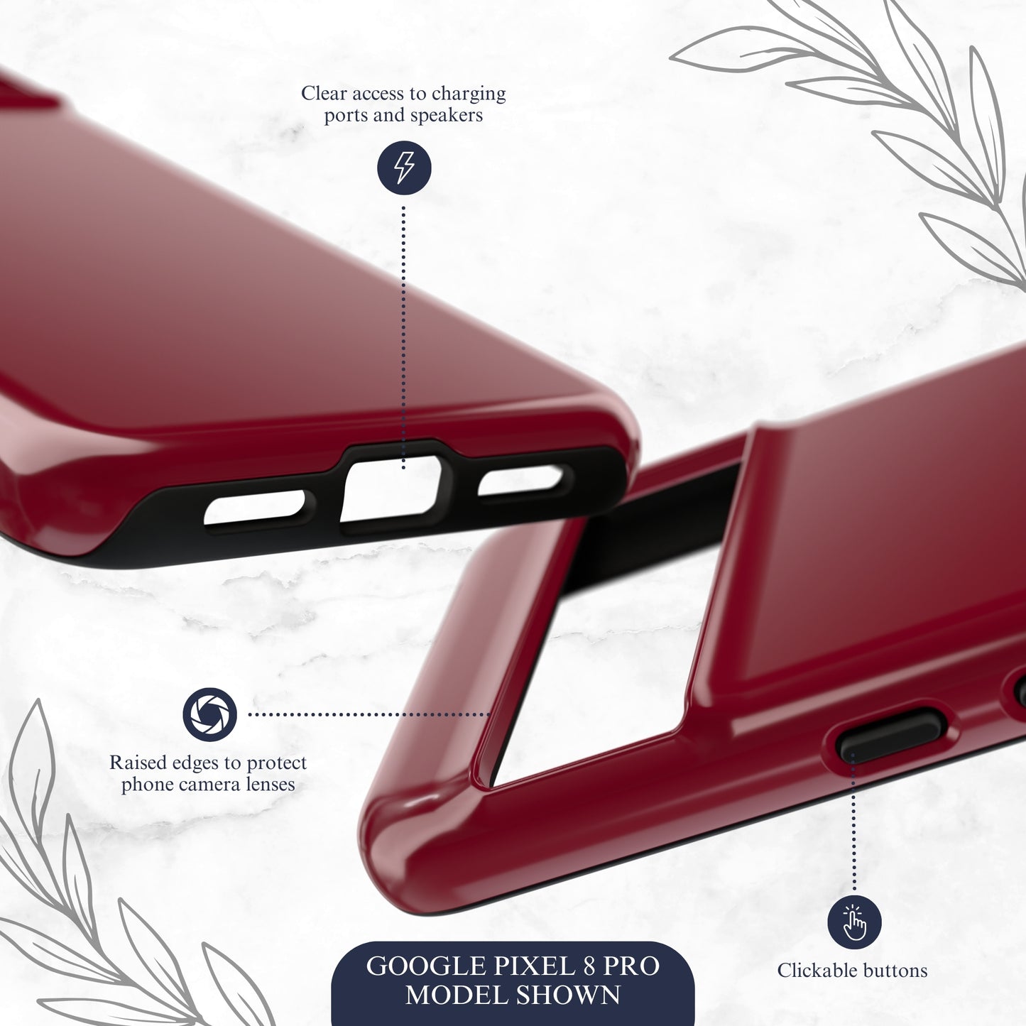 Burgundy - Google Pixel Case Phone Case-aesthetic phone case-shockproof phone case-cute phone case-designer phone case-elegant phone case-luxury phone case-phone accessories-fashion accessory