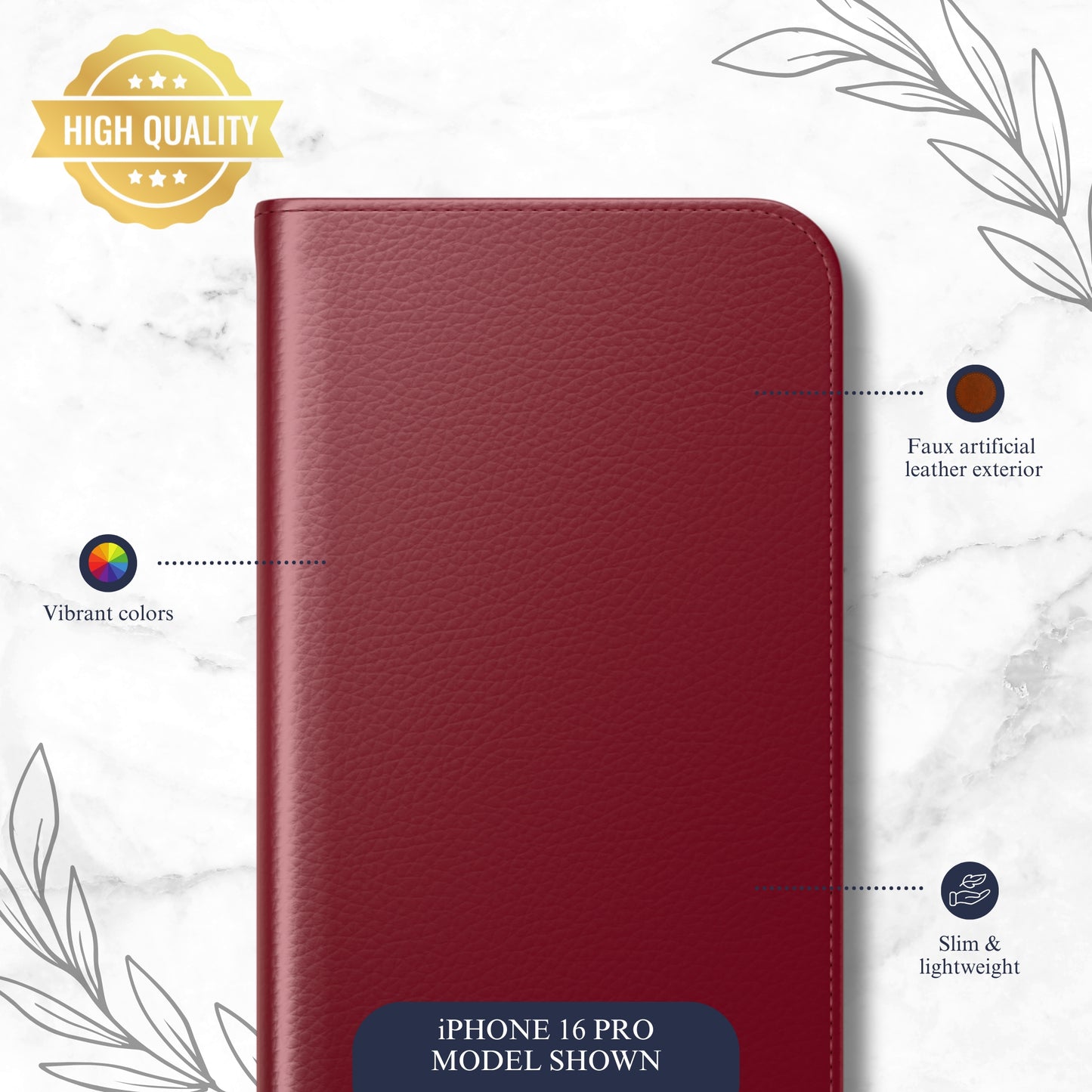 Burgundy - iPhone Flip Case Wallet, Leather Folio Case Phone Case-aesthetic phone case-shockproof phone case-cute phone case-designer phone case-elegant phone case-luxury phone case-phone accessories-fashion accessory