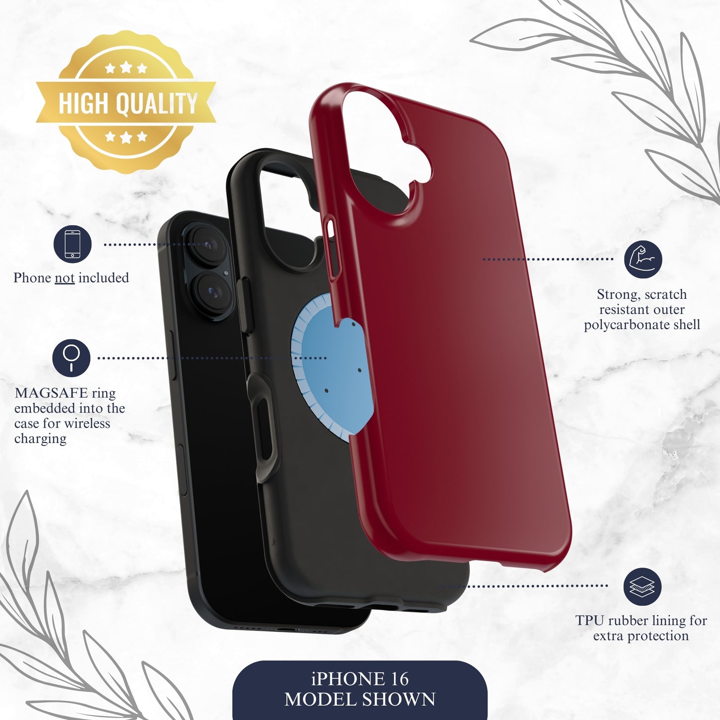 Burgundy - Magsafe iPhone Case Phone Case-aesthetic phone case-shockproof phone case-cute phone case-designer phone case-elegant phone case-luxury phone case-phone accessories-fashion accessory