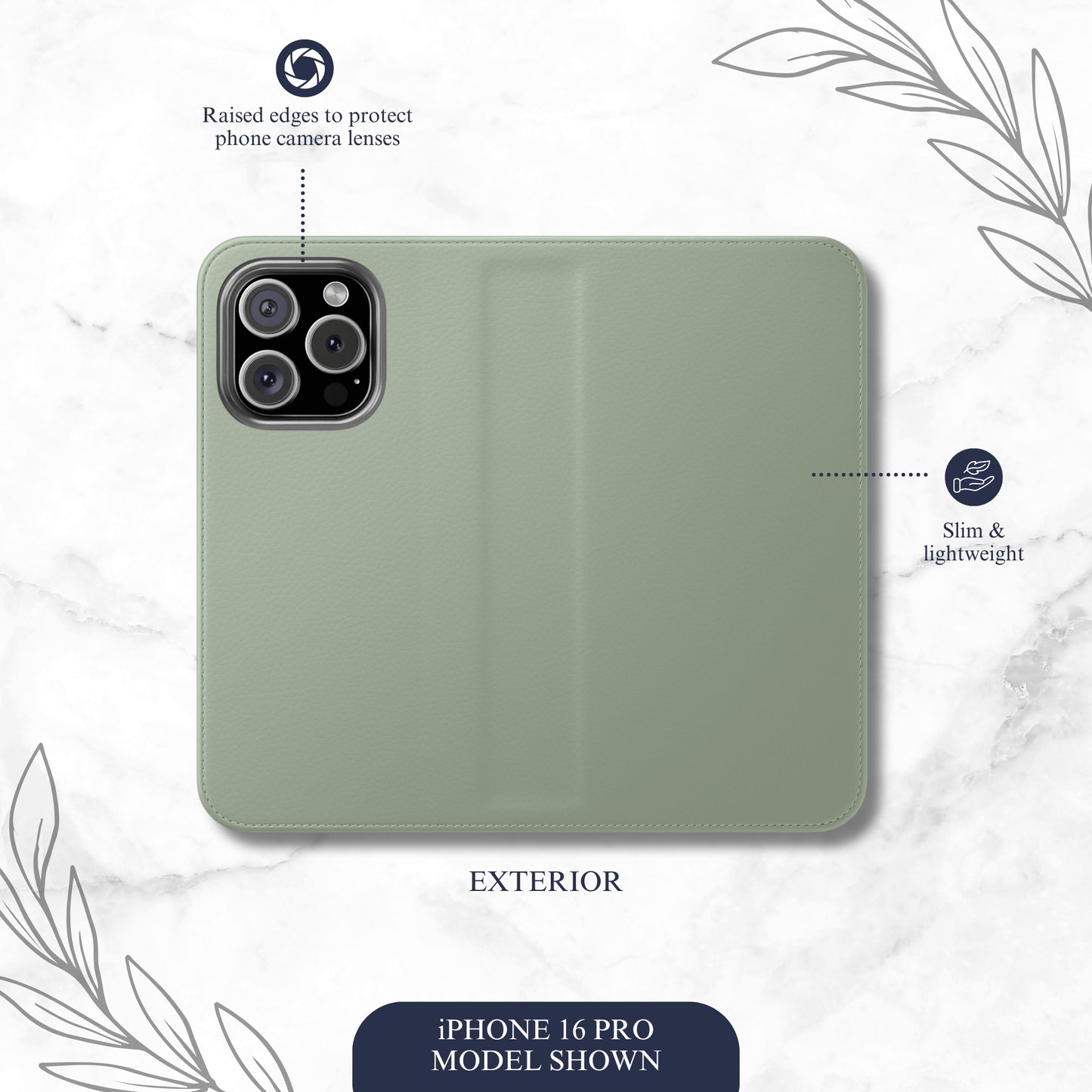 Calm - iPhone Flip Case Wallet, Leather Folio Case
