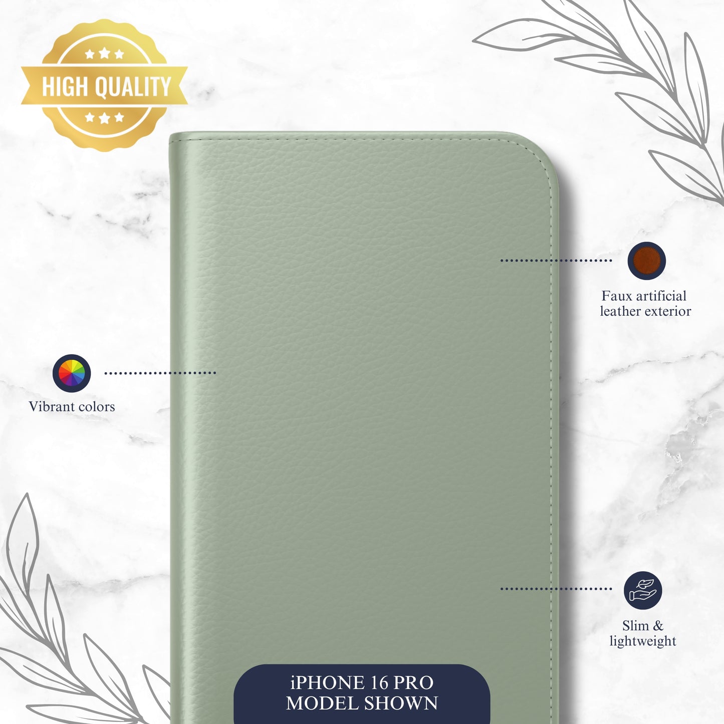 Calm - iPhone Flip Case Wallet, Leather Folio Case