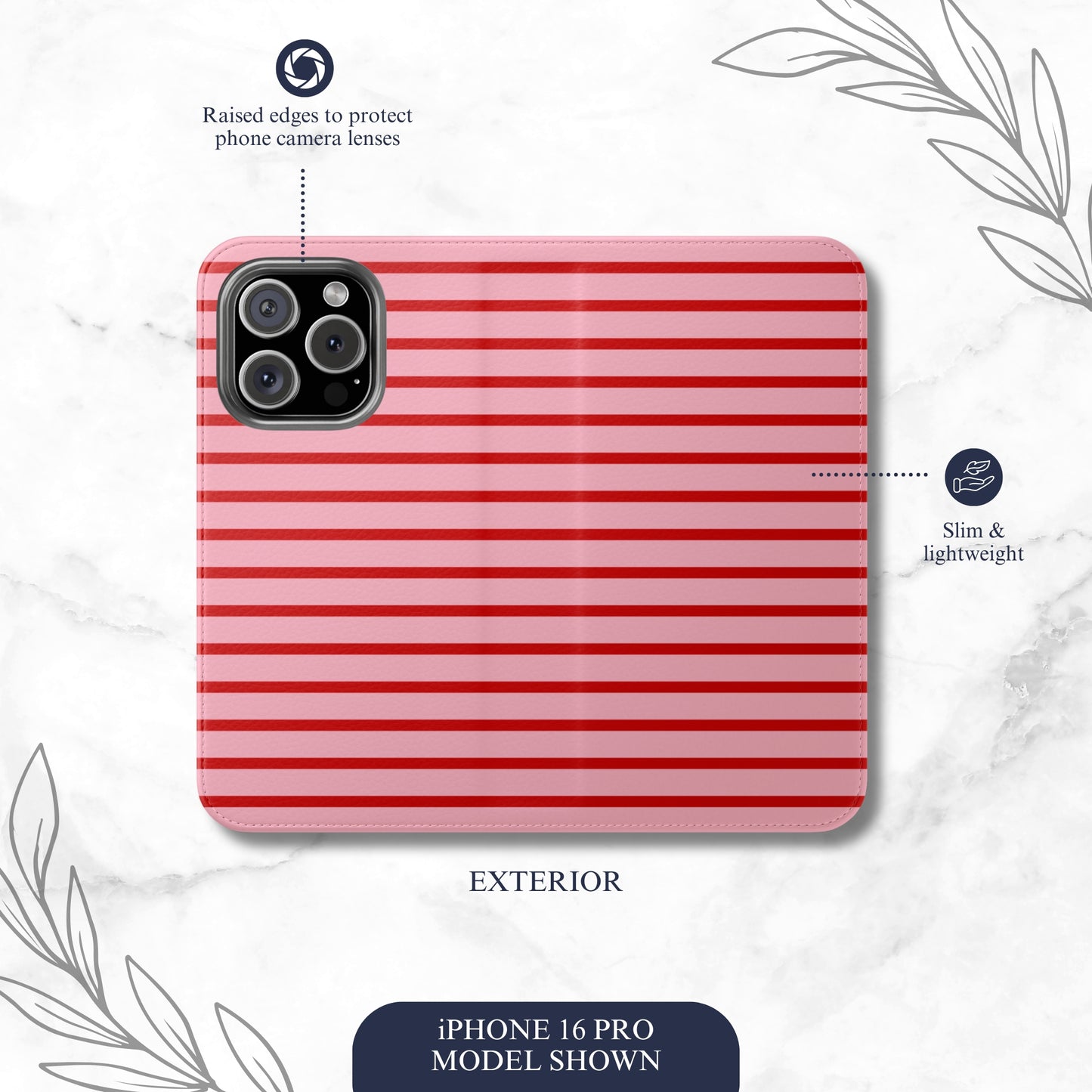 Candy Stripes - iPhone Flip Case Wallet, Leather Folio Case