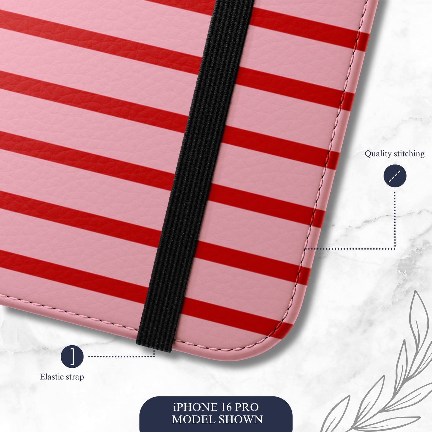 Candy Stripes - iPhone Flip Case Wallet, Leather Folio Case