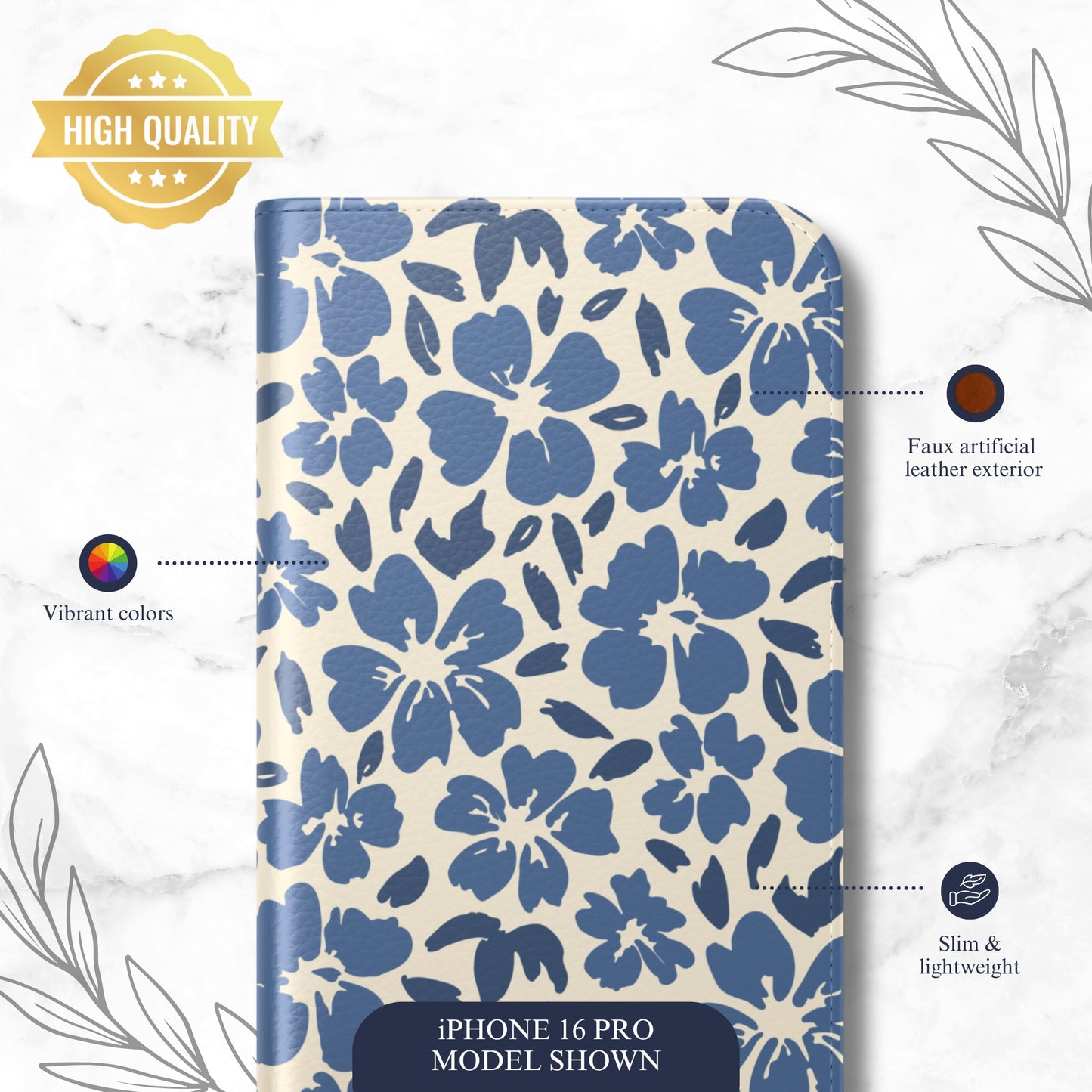 Freshly Picked - iPhone Flip Case Wallet, Leather Folio Case Phone Case-aesthetic phone case-shockproof phone case-cute phone case-designer phone case-elegant phone case-luxury phone case-phone accessories-fashion accessory