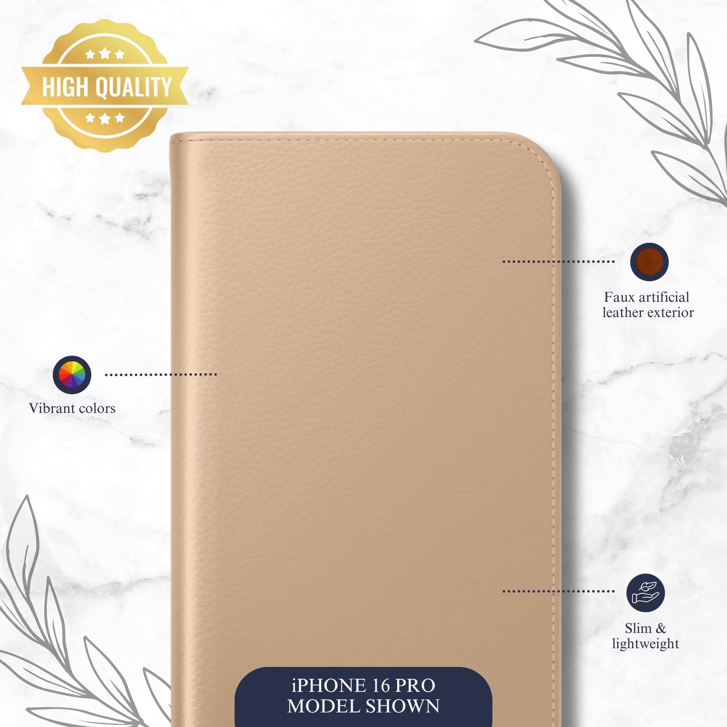 Nude - iPhone Flip Case Wallet, Leather Folio Case