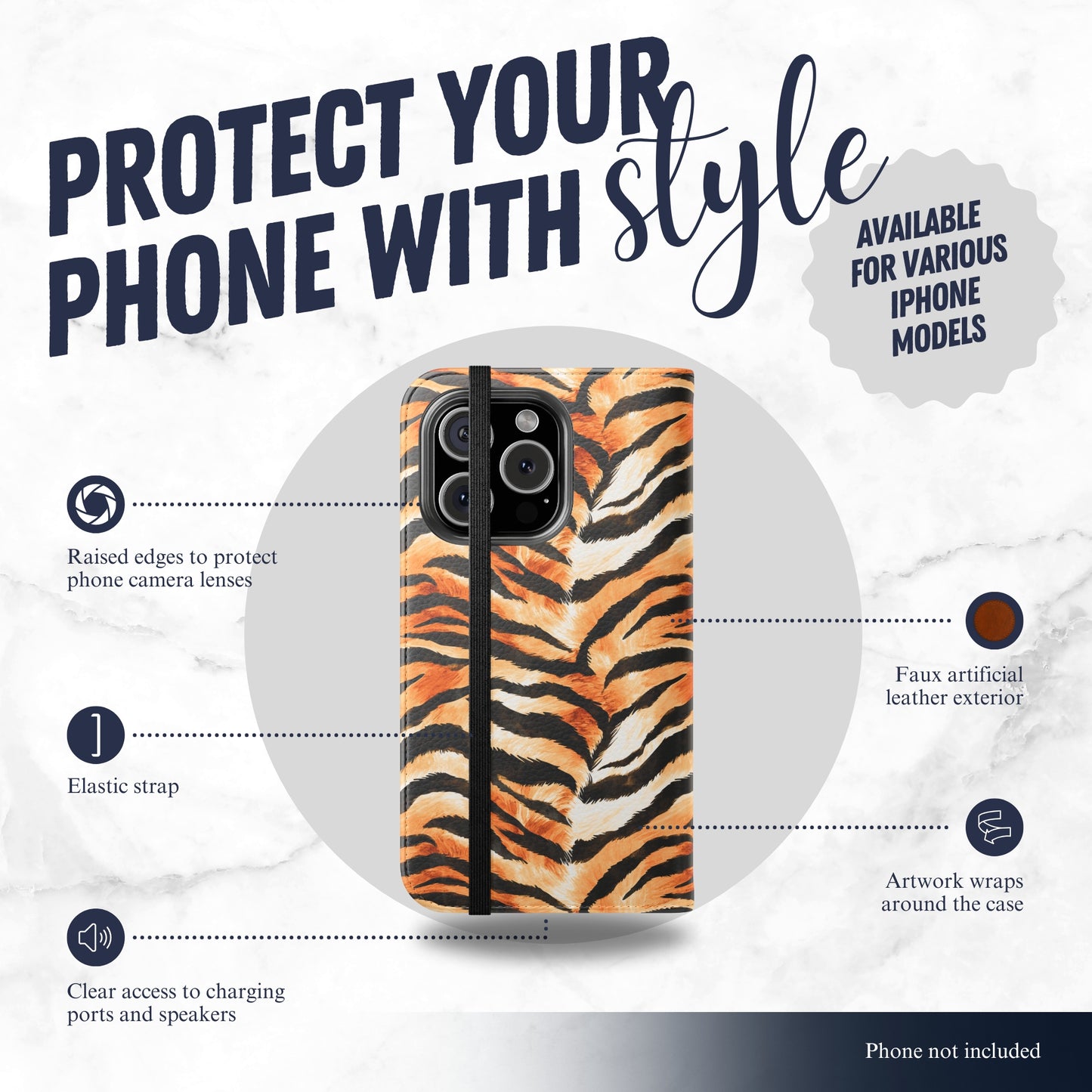 Barely Tamed - iPhone Flip Case Wallet, Leather Folio Case Phone Case-aesthetic phone case-shockproof phone case-cute phone case-designer phone case-elegant phone case-luxury phone case-phone accessories-fashion accessory