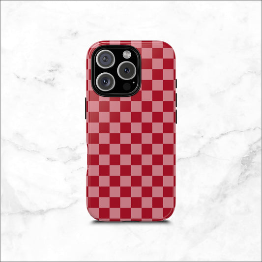 Crimson Check - iPhone Case Phone Case-aesthetic phone case-shockproof phone case-cute phone case-designer phone case-elegant phone case-luxury phone case-phone accessories-fashion accessory