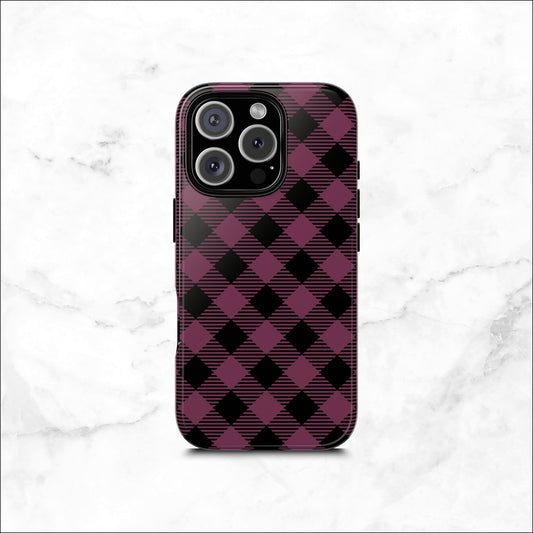 Plum Plaid - iPhone Case Phone Case-aesthetic phone case-shockproof phone case-cute phone case-designer phone case-elegant phone case-luxury phone case-phone accessories-fashion accessory
