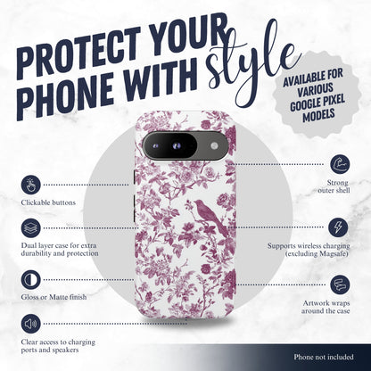 Mauve Toile - Google Pixel Case Phone Case-aesthetic phone case-shockproof phone case-cute phone case-designer phone case-elegant phone case-luxury phone case-phone accessories-fashion accessory