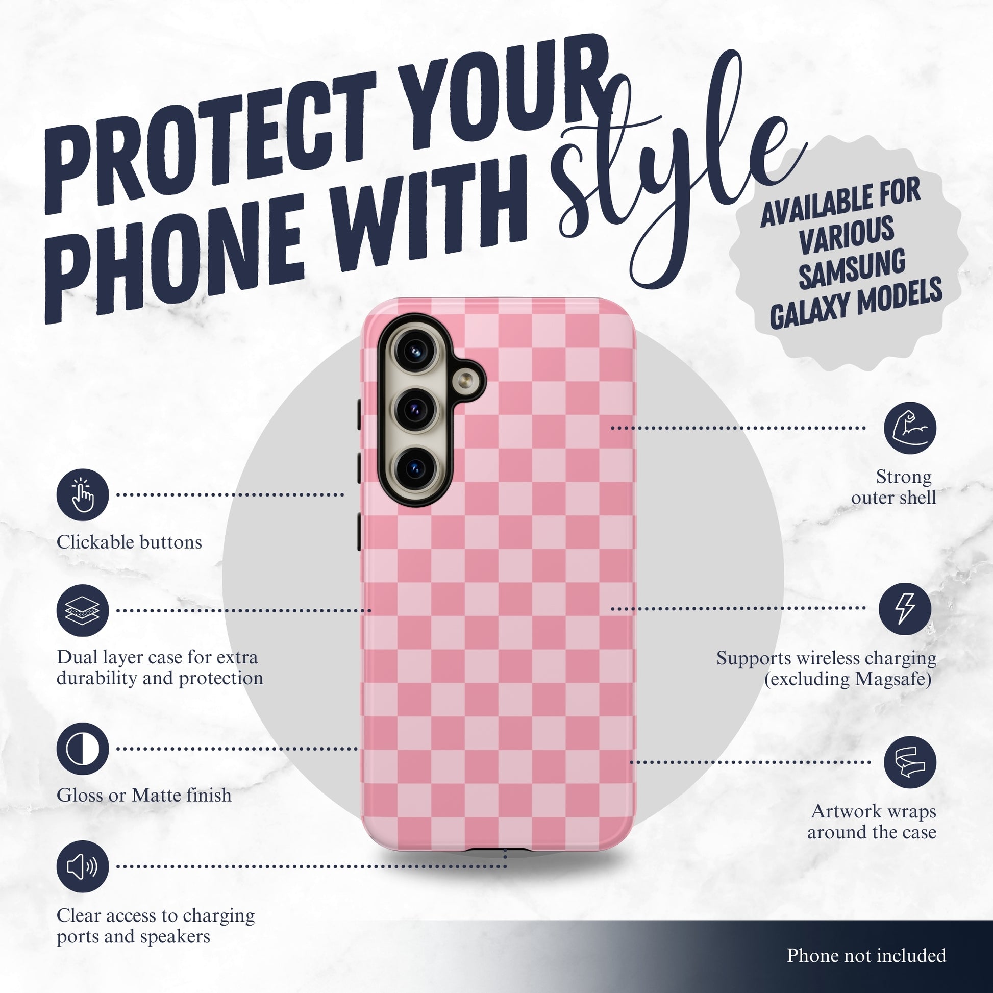 Blush Check - Samsung Galaxy Case Phone Case-aesthetic phone case-shockproof phone case-cute phone case-designer phone case-elegant phone case-luxury phone case-phone accessories-fashion accessory