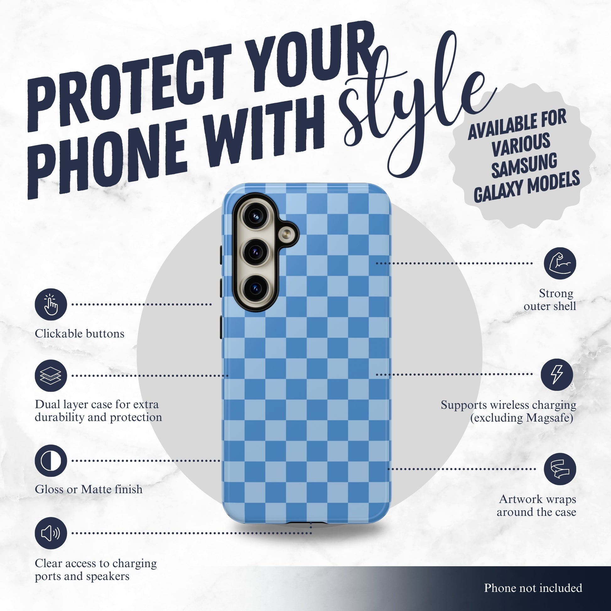 Coastal Check - Samsung Galaxy Case Phone Case-aesthetic phone case-shockproof phone case-cute phone case-designer phone case-elegant phone case-luxury phone case-phone accessories-fashion accessory