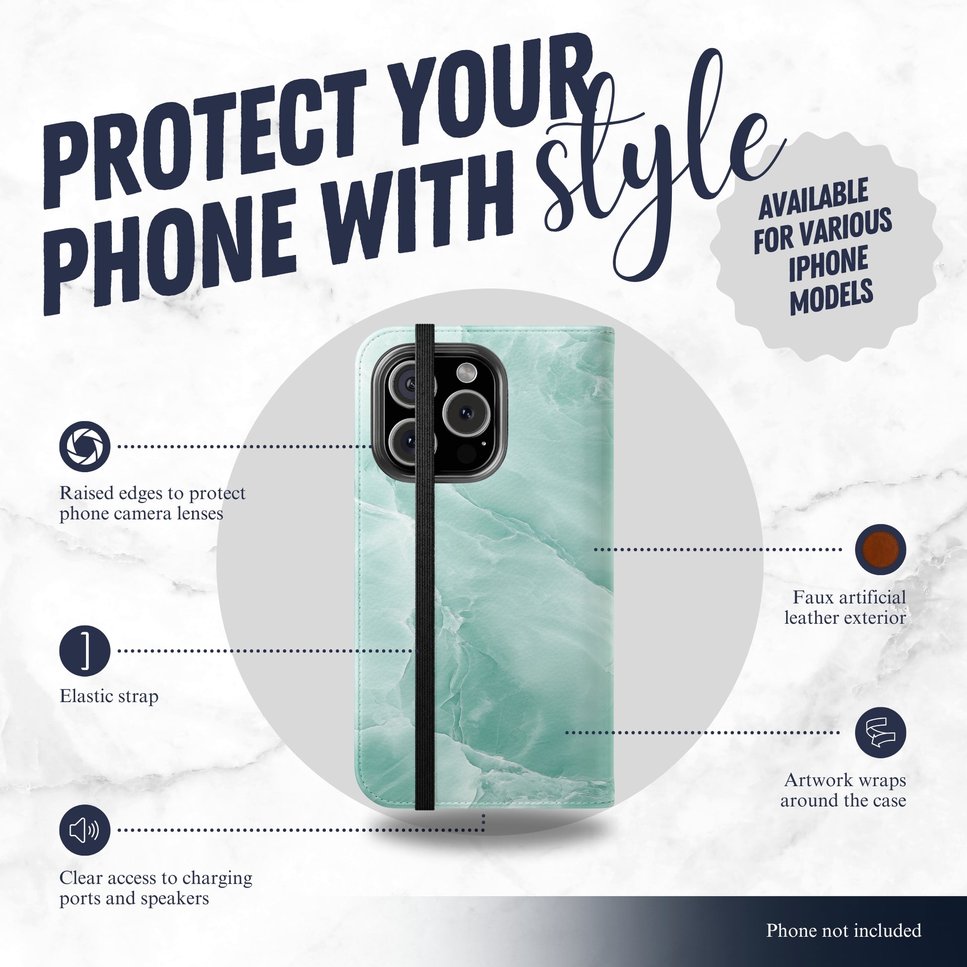 Jade - iPhone Flip Case Wallet, Leather Folio Case Phone Case-aesthetic phone case-shockproof phone case-cute phone case-designer phone case-elegant phone case-luxury phone case-phone accessories-fashion accessory