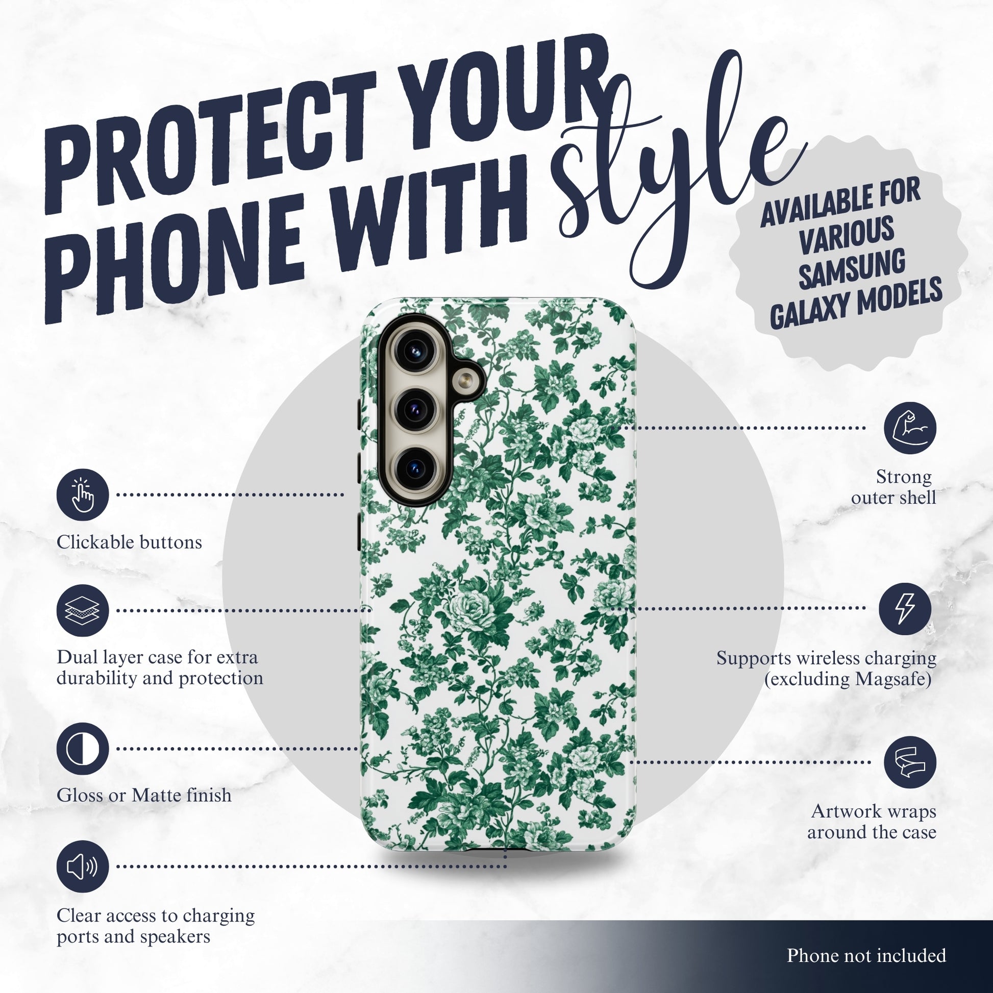 Moss Toile - Samsung Galaxy Case Phone Case-aesthetic phone case-shockproof phone case-cute phone case-designer phone case-elegant phone case-luxury phone case-phone accessories-fashion accessory