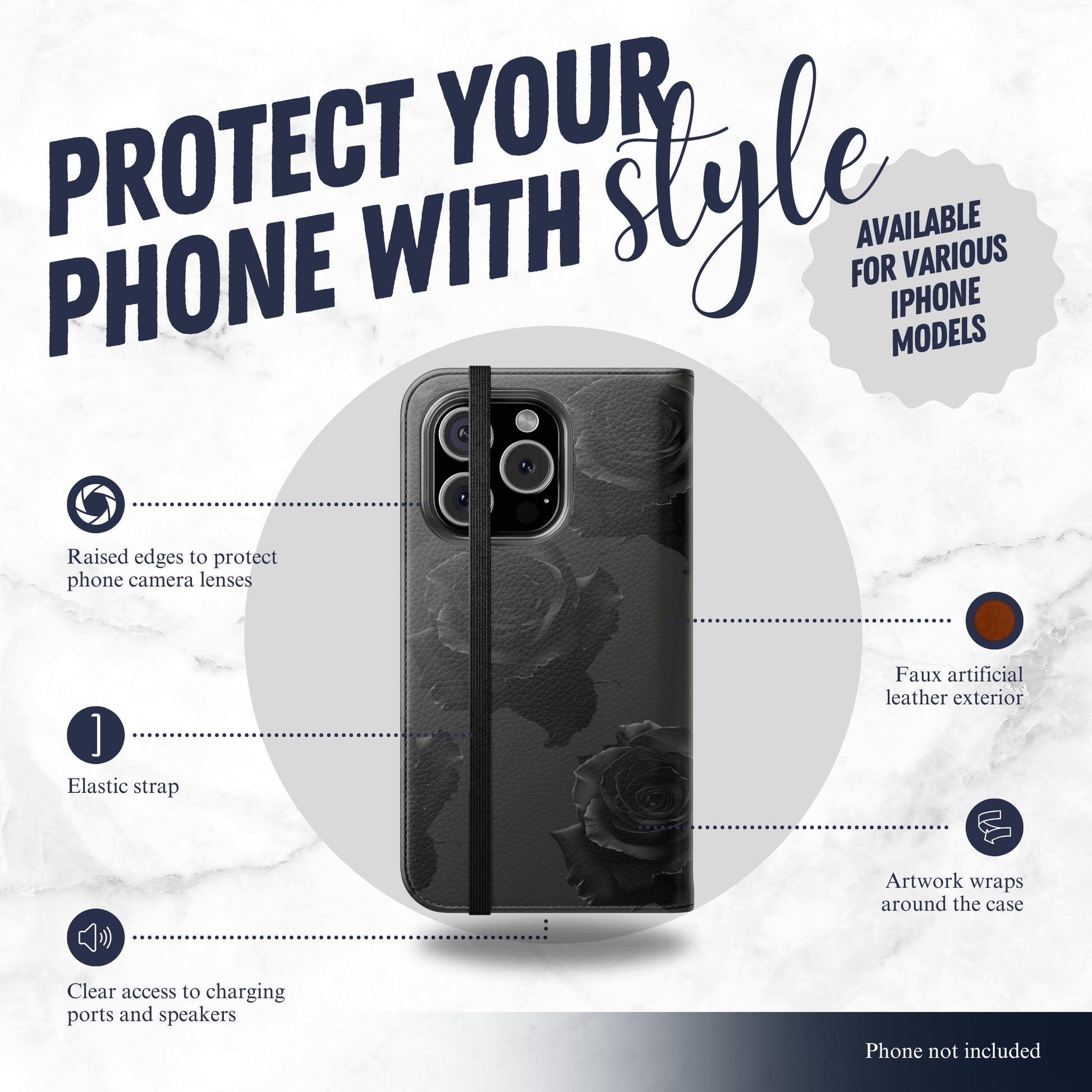 Dark Mystery - iPhone Flip Case Wallet, Leather Folio Case Phone Case-aesthetic phone case-shockproof phone case-cute phone case-designer phone case-elegant phone case-luxury phone case-phone accessories-fashion accessory