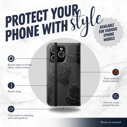 Dark Mystery - iPhone Flip Case Wallet, Leather Folio Case Phone Case-aesthetic phone case-shockproof phone case-cute phone case-designer phone case-elegant phone case-luxury phone case-phone accessories-fashion accessory