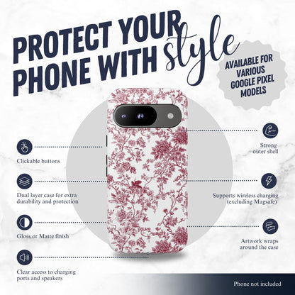 Scarlet Toile - Google Pixel Case Phone Case-aesthetic phone case-shockproof phone case-cute phone case-designer phone case-elegant phone case-luxury phone case-phone accessories-fashion accessory