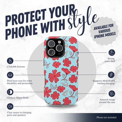 Floral Frenzy - Magsafe iPhone Case Phone Case-aesthetic phone case-shockproof phone case-cute phone case-designer phone case-elegant phone case-luxury phone case-phone accessories-fashion accessory