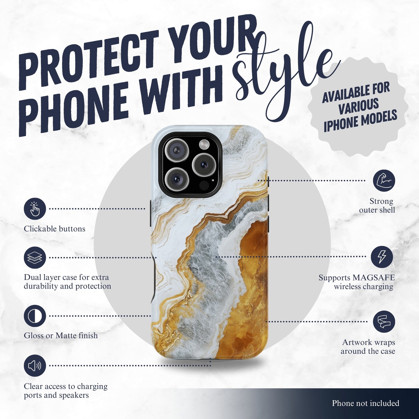 Snowgold - Magsafe iPhone Case Phone Case-aesthetic phone case-shockproof phone case-cute phone case-designer phone case-elegant phone case-luxury phone case-phone accessories-fashion accessory