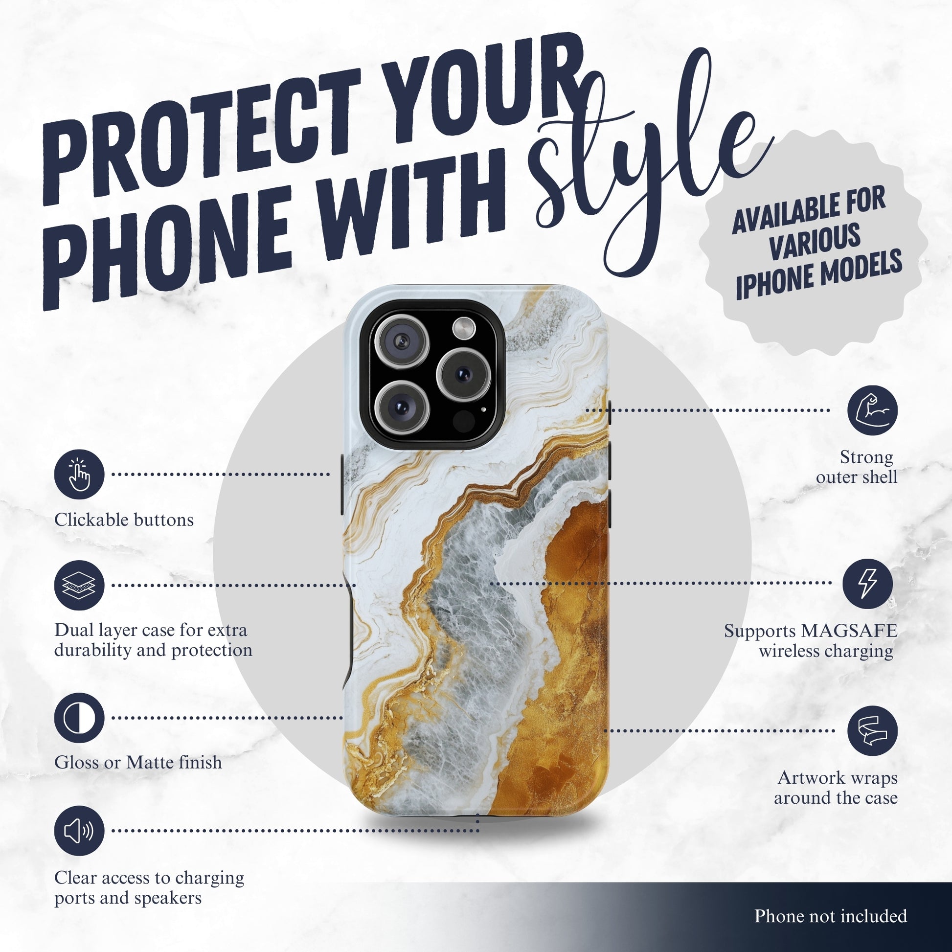Snowgold - Magsafe iPhone Case Phone Case-aesthetic phone case-shockproof phone case-cute phone case-designer phone case-elegant phone case-luxury phone case-phone accessories-fashion accessory