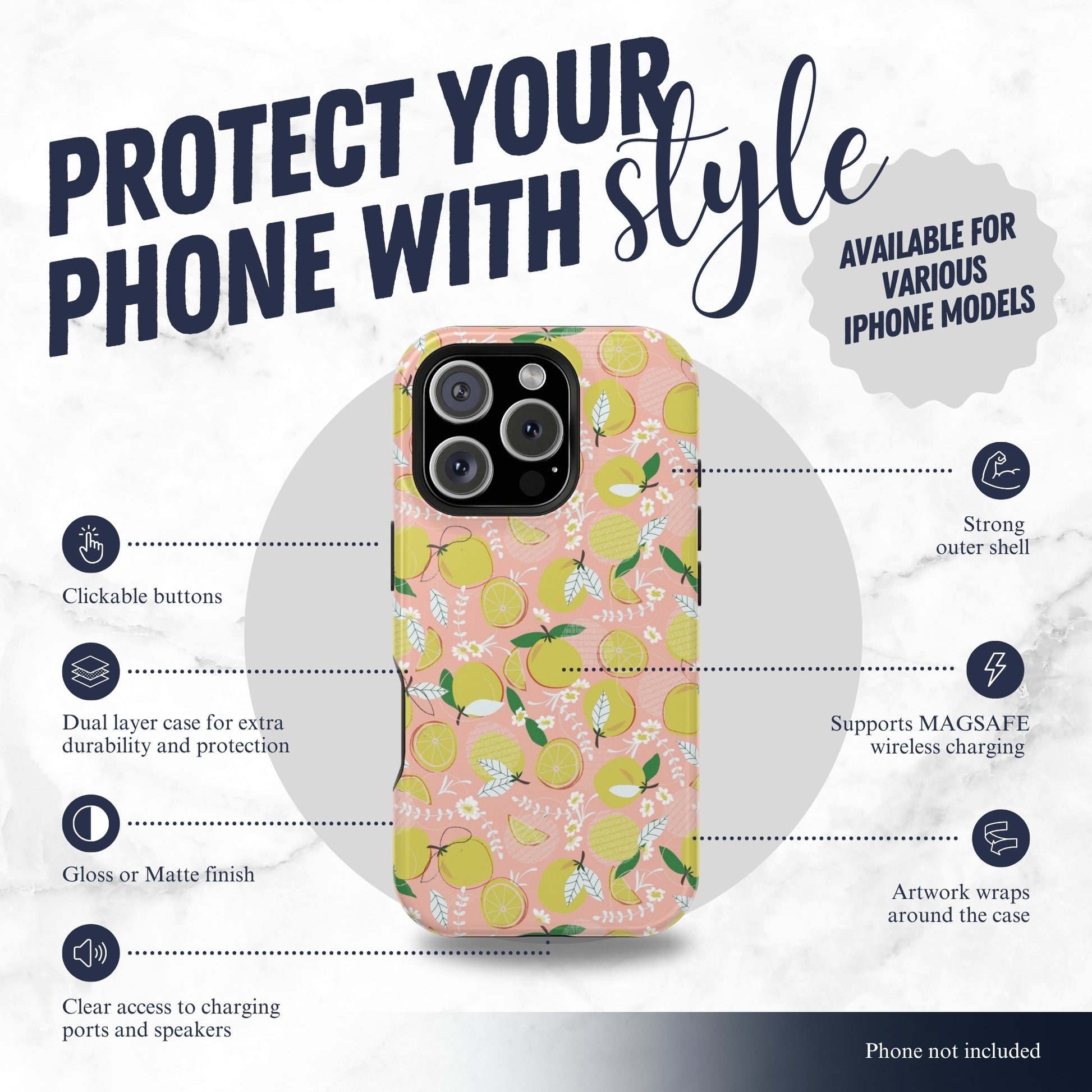 Pink Lemonade - Magsafe iPhone Case Phone Case-aesthetic phone case-shockproof phone case-cute phone case-designer phone case-elegant phone case-luxury phone case-phone accessories-fashion accessory
