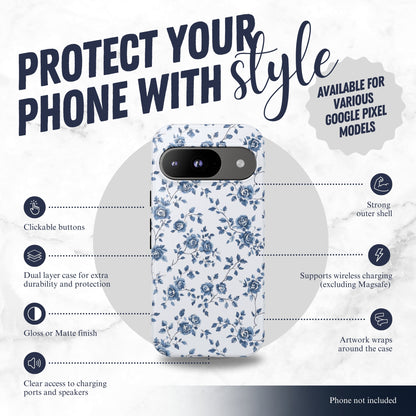 Porcelain Petals - Google Pixel Case Phone Case-aesthetic phone case-shockproof phone case-cute phone case-designer phone case-elegant phone case-luxury phone case-phone accessories-fashion accessory