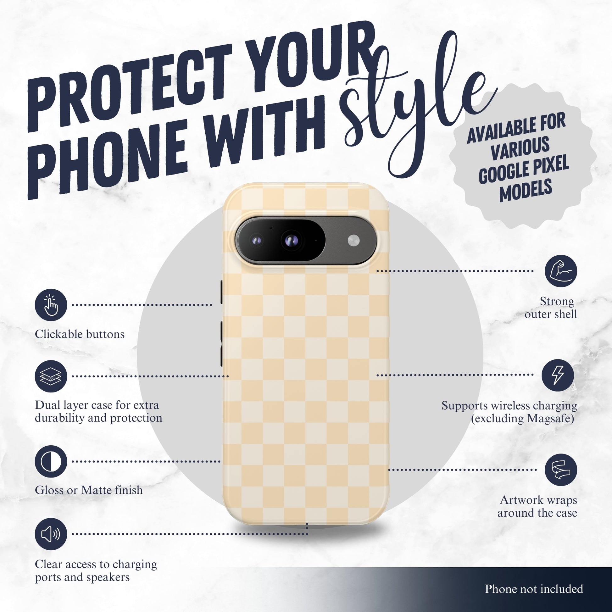 Tan Check - Google Pixel Case Phone Case-aesthetic phone case-shockproof phone case-cute phone case-designer phone case-elegant phone case-luxury phone case-phone accessories-fashion accessory