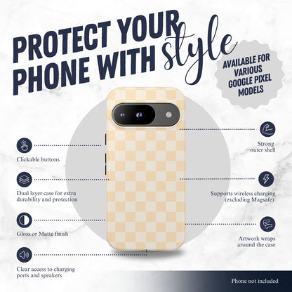 Tan Check - Google Pixel Case Phone Case-aesthetic phone case-shockproof phone case-cute phone case-designer phone case-elegant phone case-luxury phone case-phone accessories-fashion accessory