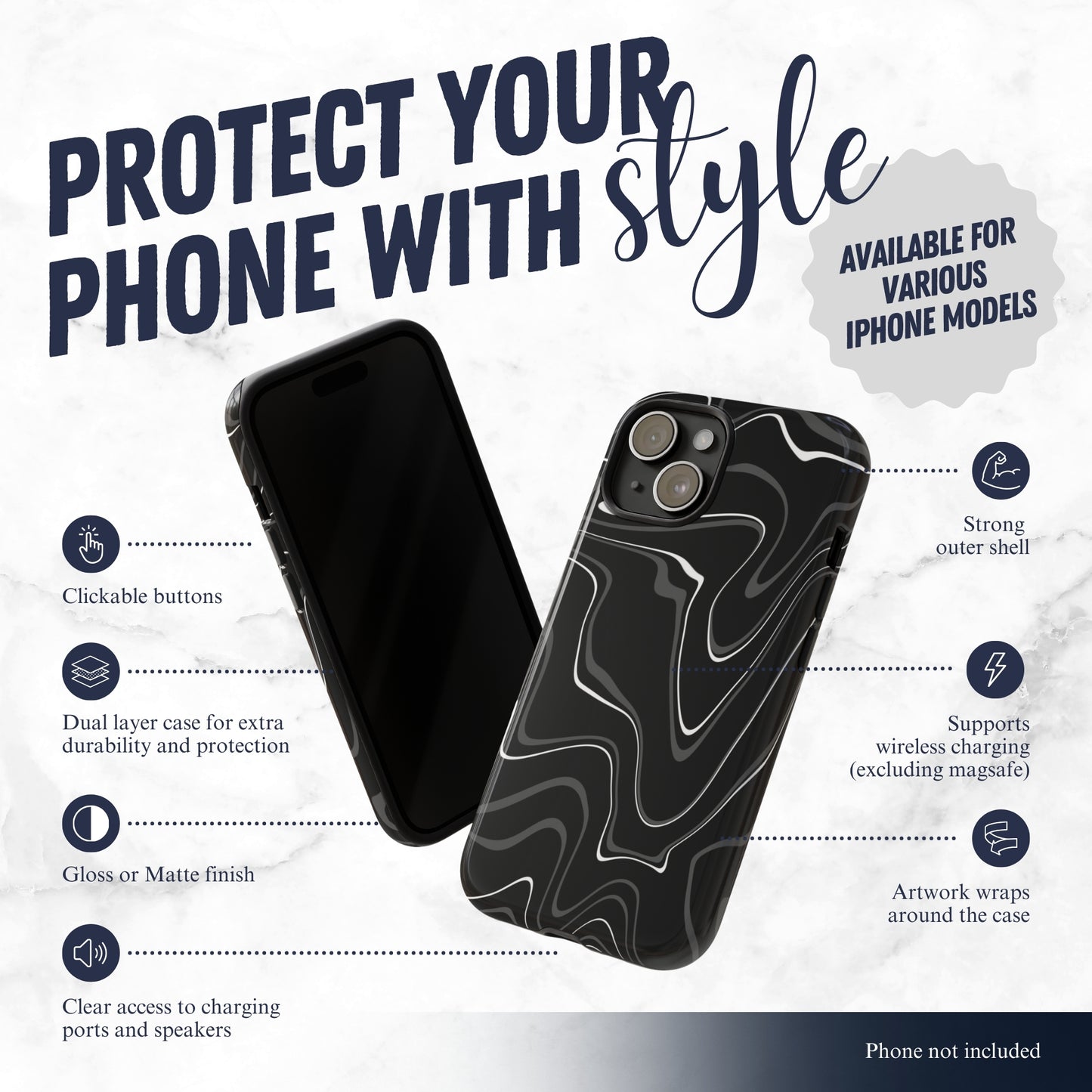Night Threads - iPhone Case Phone Case-aesthetic phone case-shockproof phone case-cute phone case-designer phone case-elegant phone case-luxury phone case-phone accessories-fashion accessory