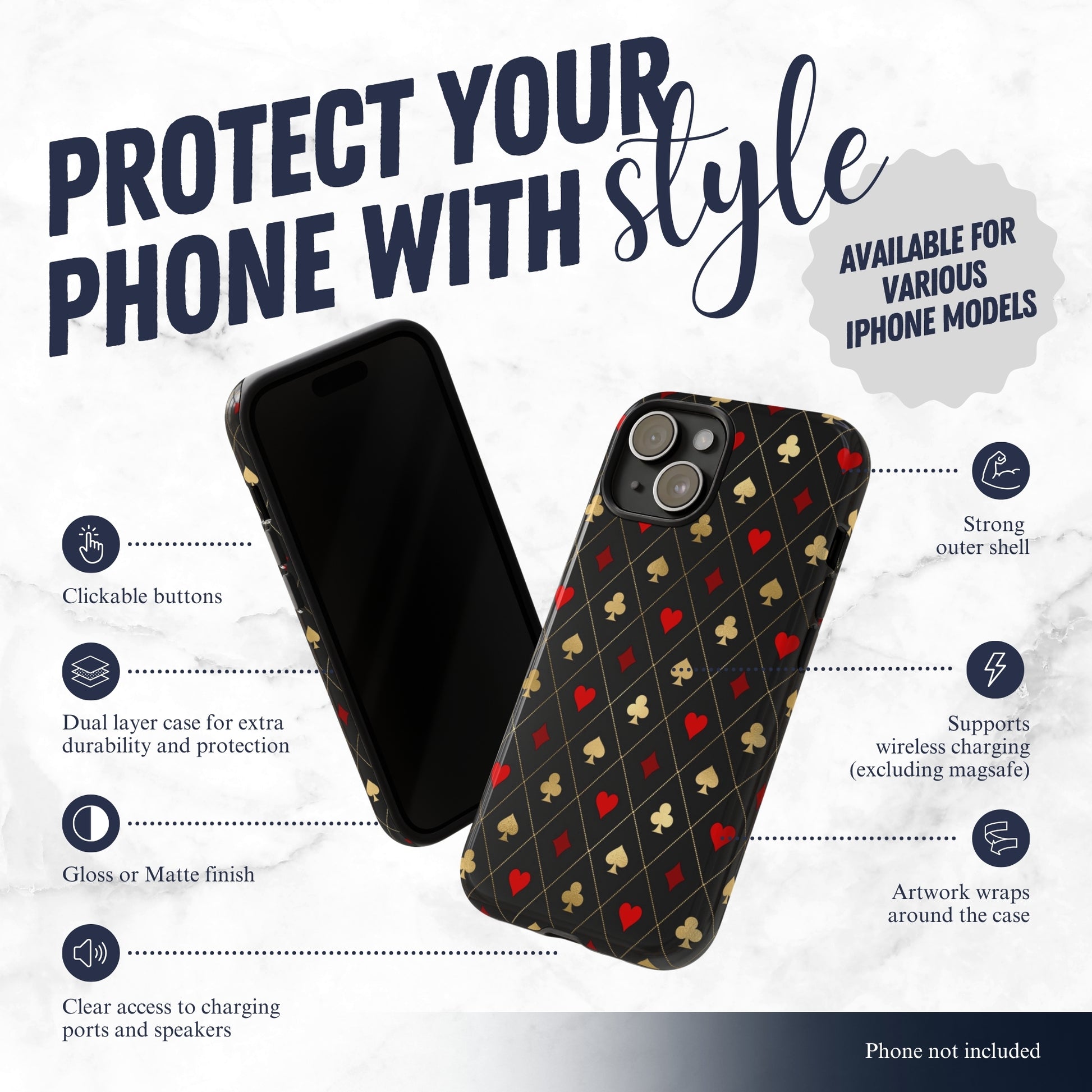 Royal Flush - iPhone Case Phone Case-aesthetic phone case-shockproof phone case-cute phone case-designer phone case-elegant phone case-luxury phone case-phone accessories-fashion accessory