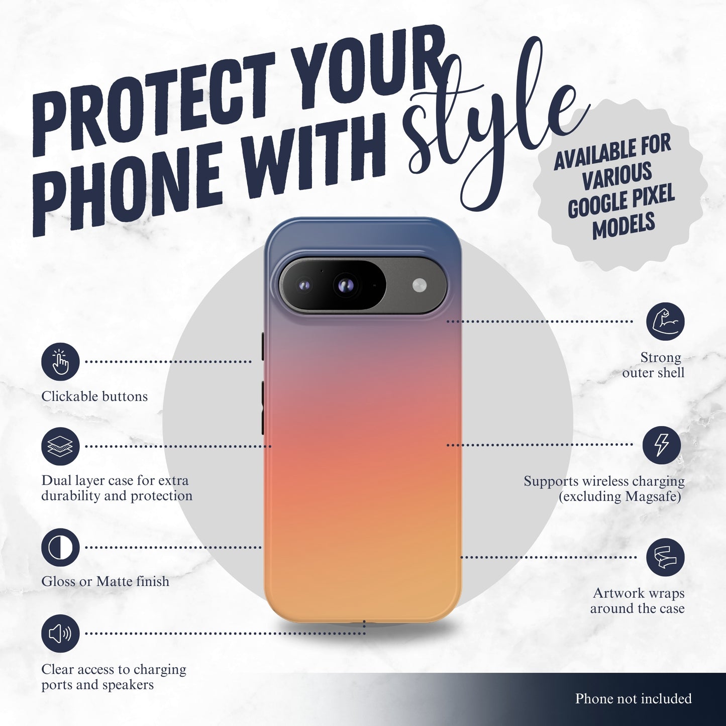 Sunset Aura - Google Pixel Case Phone Case-aesthetic phone case-shockproof phone case-cute phone case-designer phone case-elegant phone case-luxury phone case-phone accessories-fashion accessory