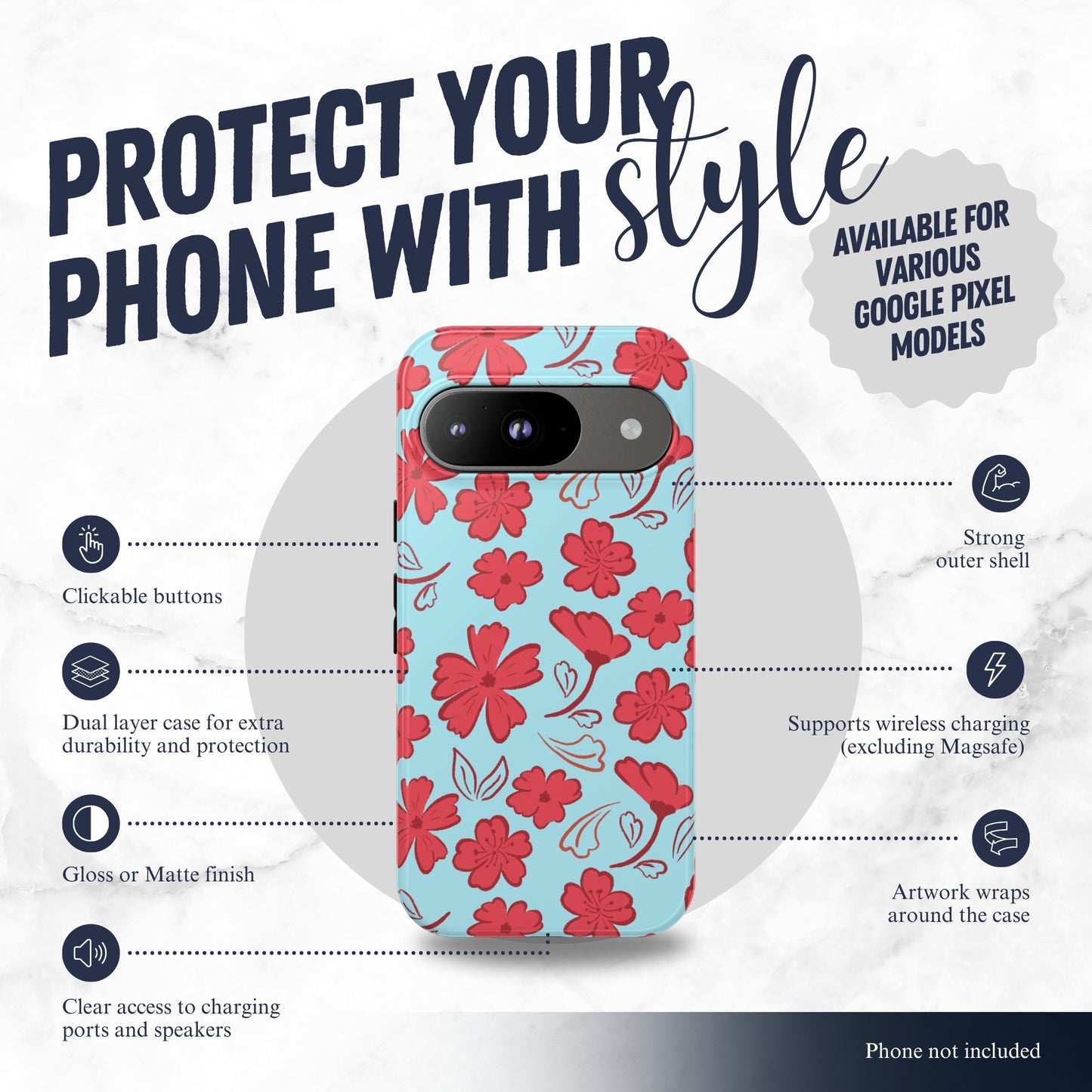 Floral Frenzy - Google Pixel Case Phone Case-aesthetic phone case-shockproof phone case-cute phone case-designer phone case-elegant phone case-luxury phone case-phone accessories-fashion accessory