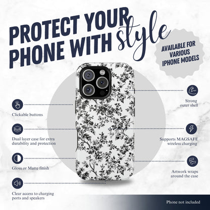 Noir Toile - Magsafe iPhone Case Phone Case-aesthetic phone case-shockproof phone case-cute phone case-designer phone case-elegant phone case-luxury phone case-phone accessories-fashion accessory
