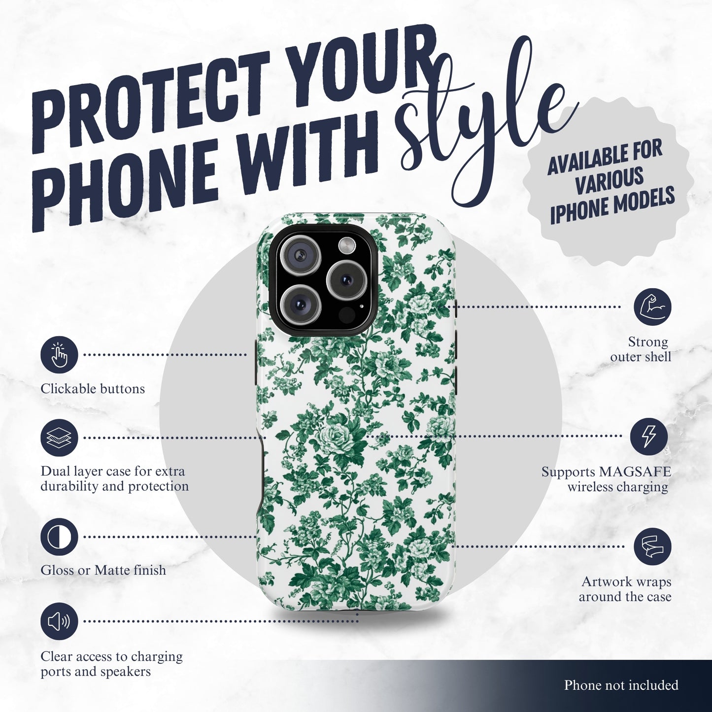 Moss Toile - Magsafe iPhone Case Phone Case-aesthetic phone case-shockproof phone case-cute phone case-designer phone case-elegant phone case-luxury phone case-phone accessories-fashion accessory
