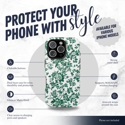 Moss Toile - Magsafe iPhone Case Phone Case-aesthetic phone case-shockproof phone case-cute phone case-designer phone case-elegant phone case-luxury phone case-phone accessories-fashion accessory